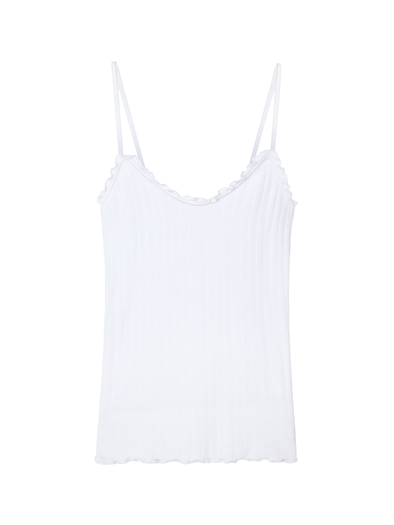 Pointelle Soft V Tank Top White