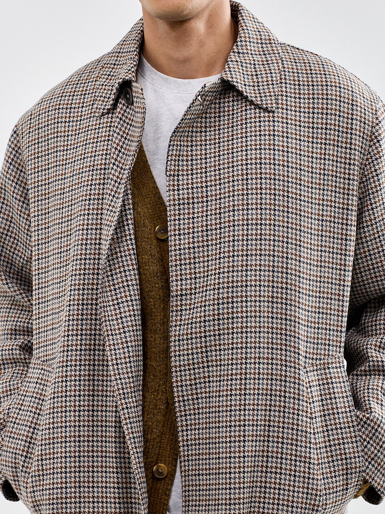 Wool Blend Lester Dogtooth Stan Coat