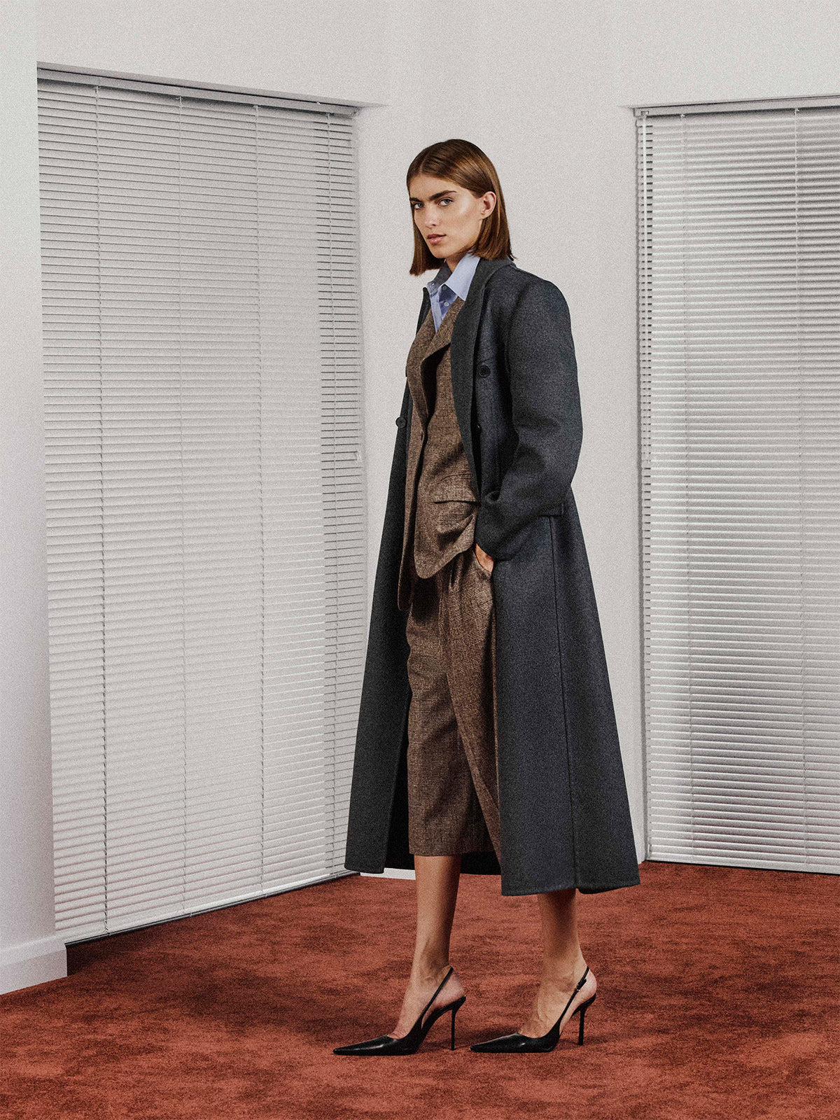 Double Faced Wool Cashmere Overcoat Grey