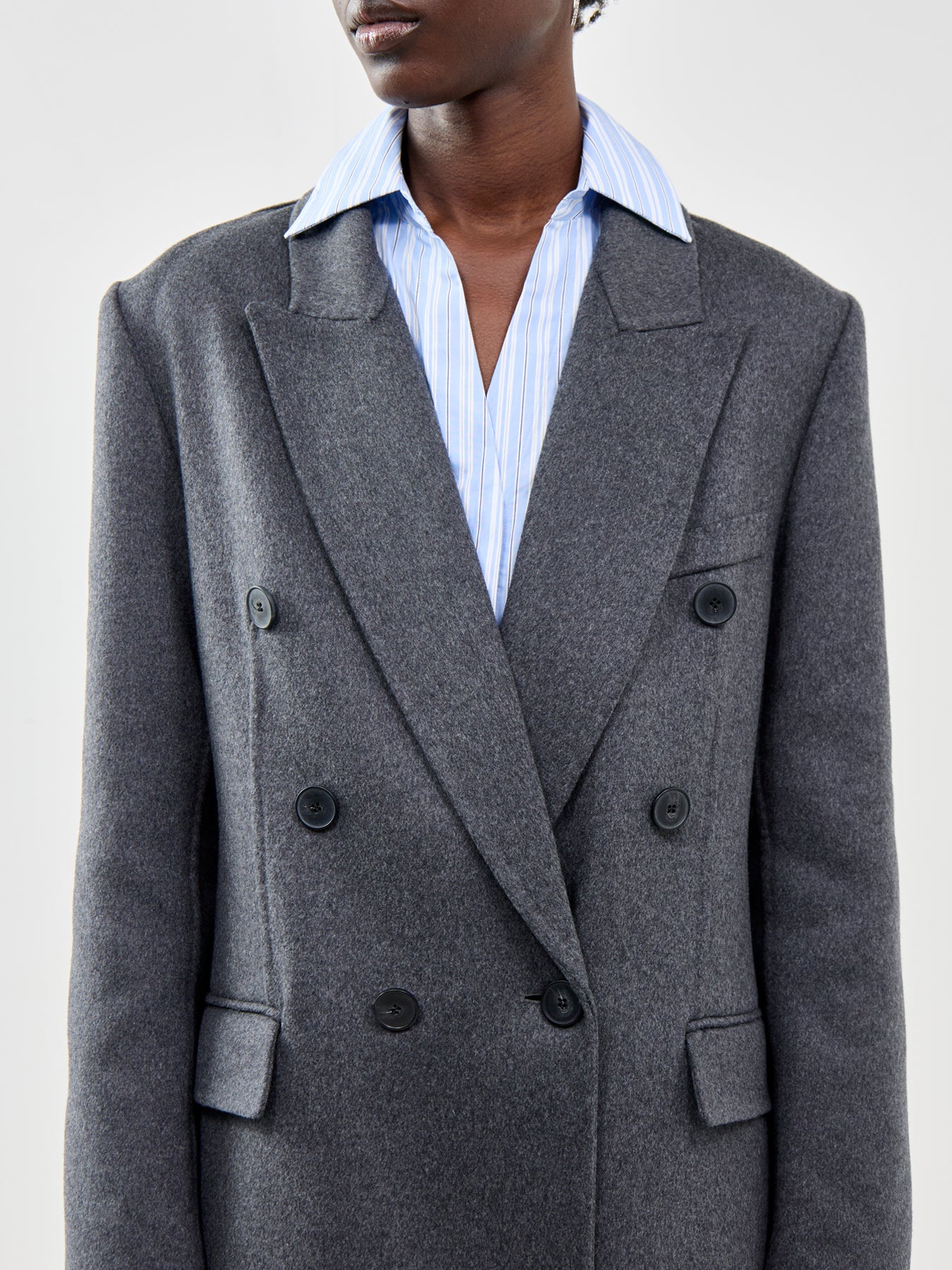 Double Faced Wool Cashmere Overcoat Grey