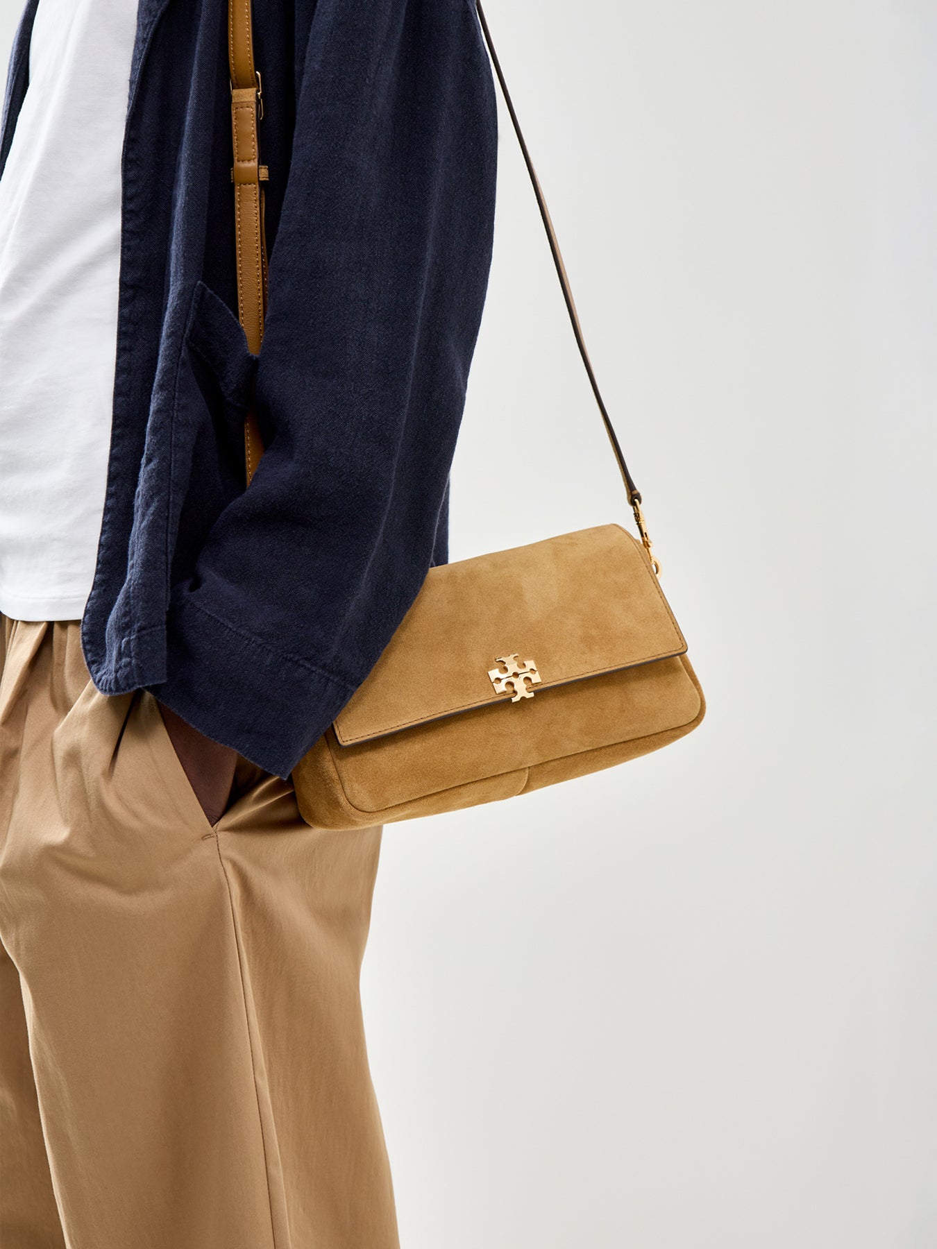 Charlie Suede Small Shoulder Bag Tan