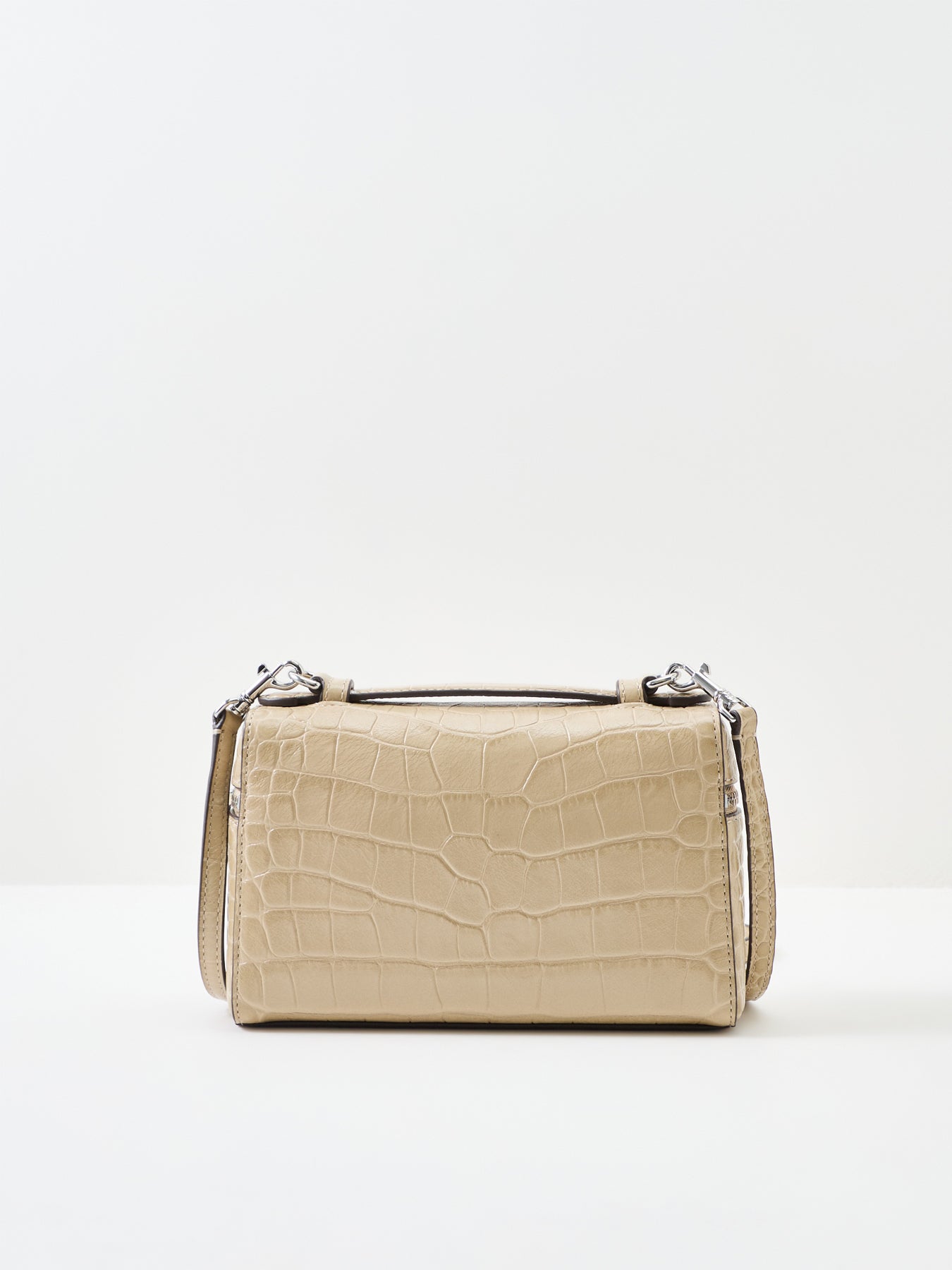 Romy Embossed Slim Top Handle Crossbody Bag Tan