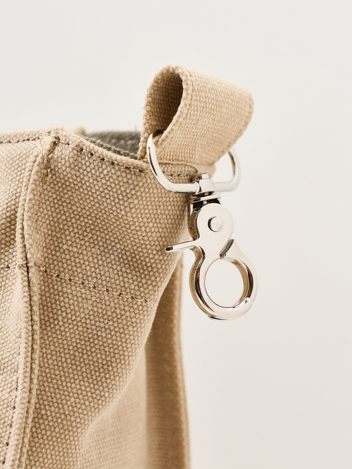 Organic Cotton Veda Canvas Blocked Tote Bag - Olive & Sand