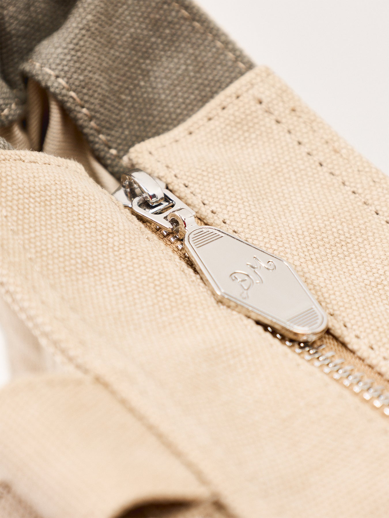 Organic Cotton Veda Canvas Blocked Tote Bag - Olive & Sand