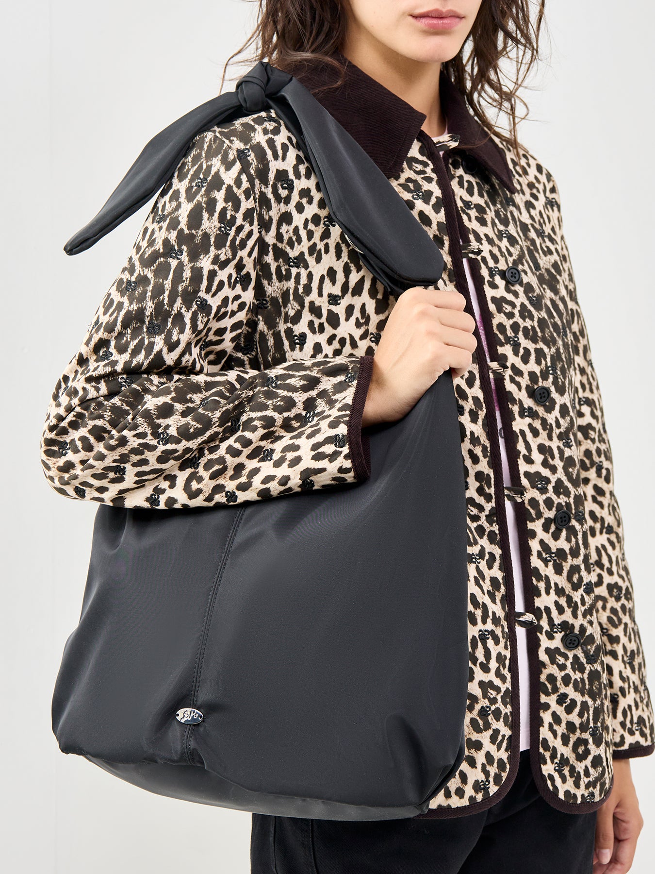 Gene Oversized Recycled Nylon Tote Bag Black