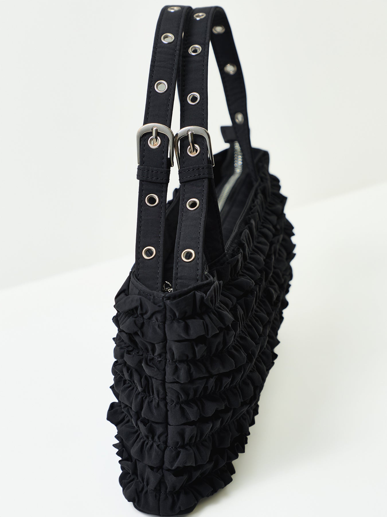Sophia Ruffle Tote Bag Black