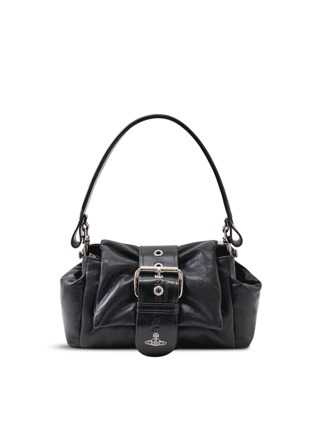 Vivienne Westwood Hazel Treasure Leather Shoulder Bag Black