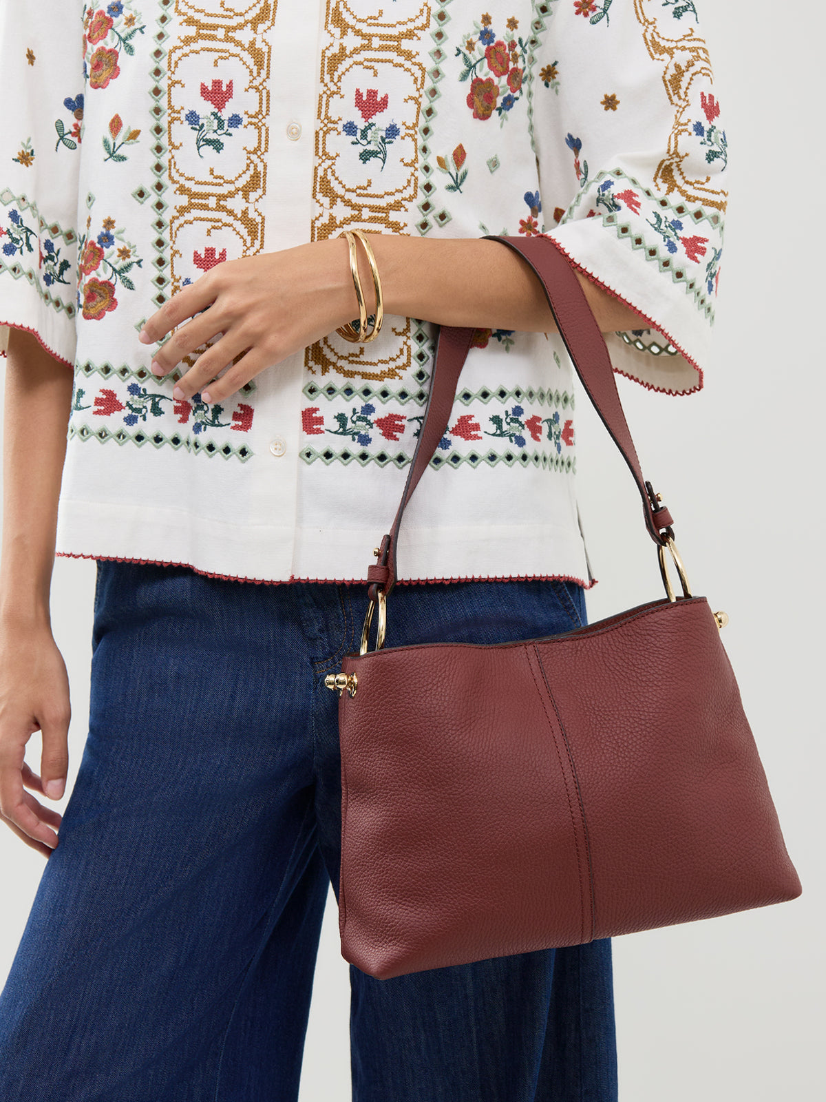 Lana Grain Leather Hobo Bag