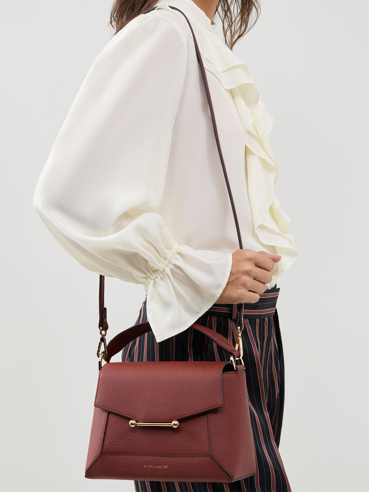 Mosaic Grain Leather Top Handle Bag