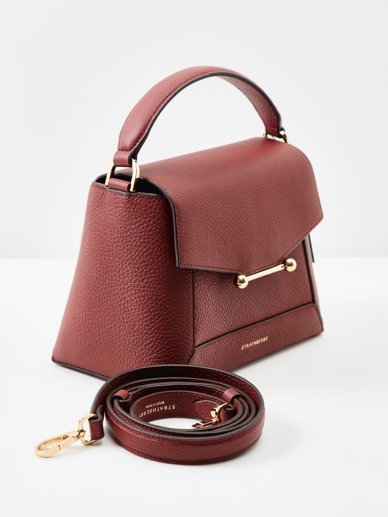 Mosaic Grain Leather Top Handle Bag