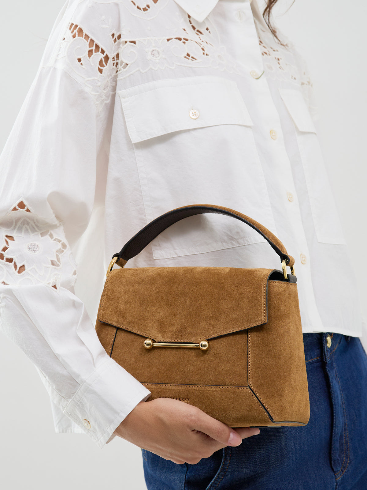 Mosaic Suede Top Handle Bag