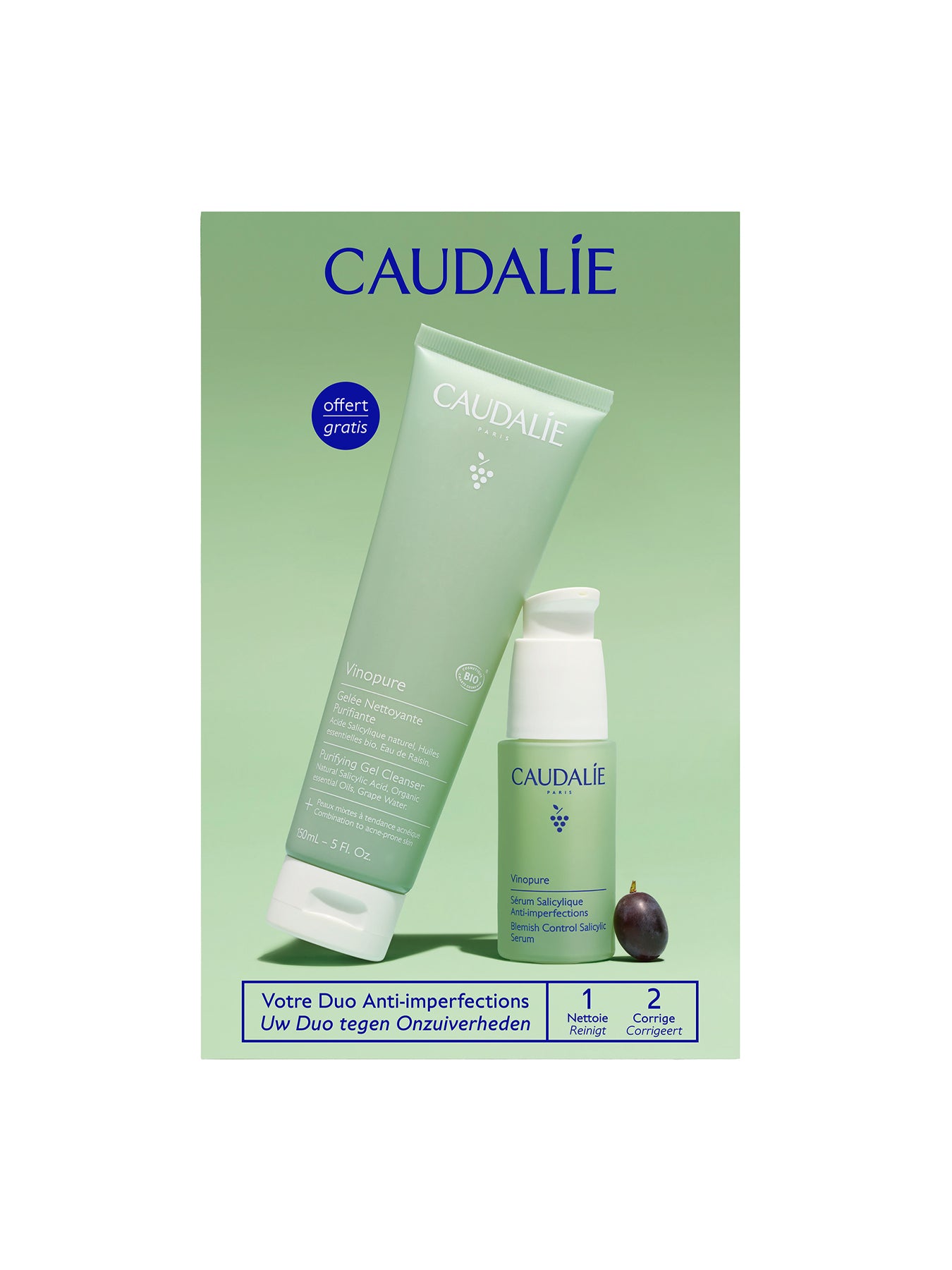 Caudalie Vinopure Serum & Gel Cleanser Set