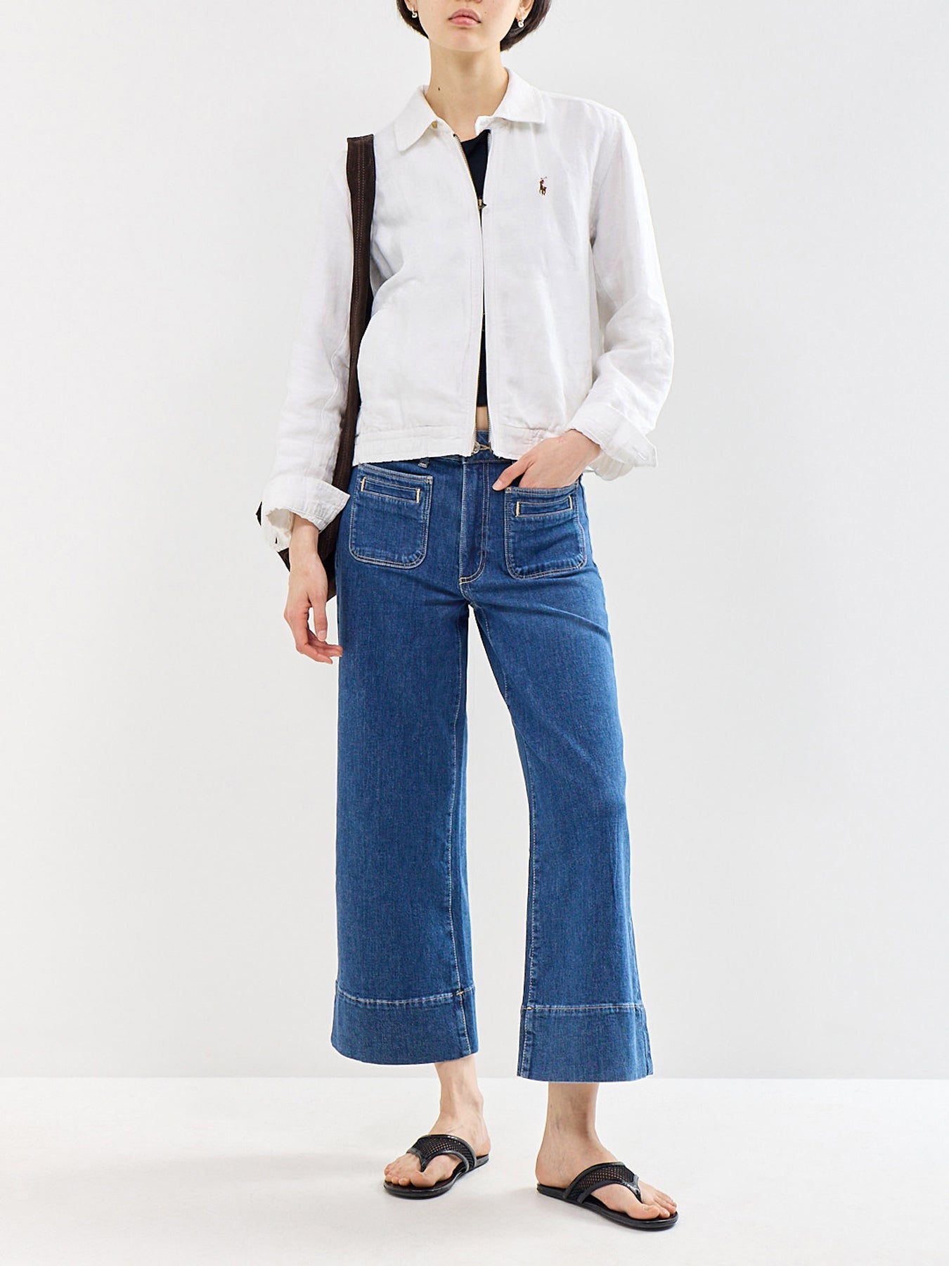 Anessa Wide Leg Cropped Jeans Blue