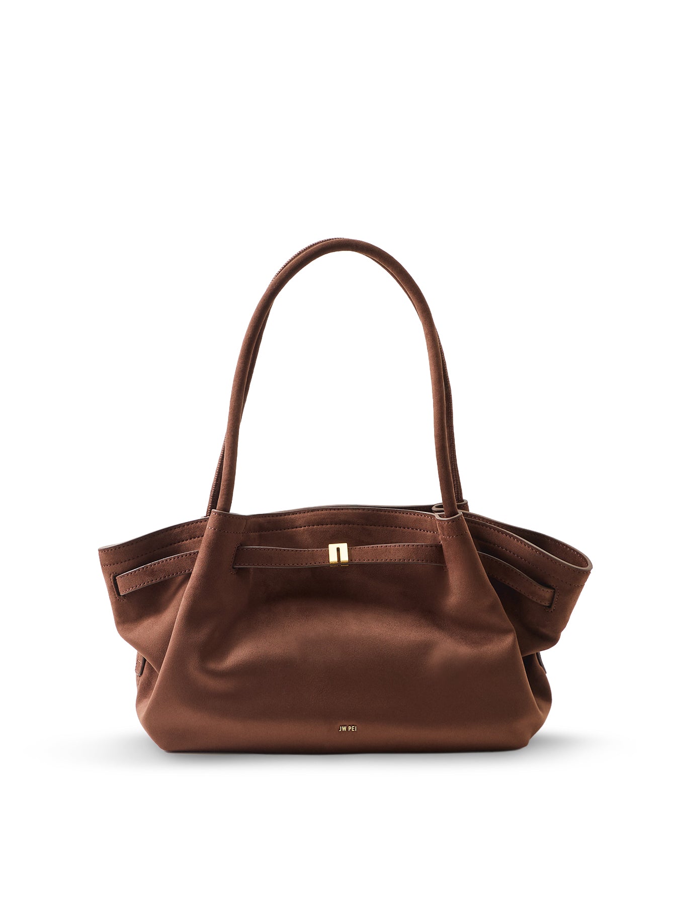 Hana Wide Faux Suede Tote Bag Dark Brown