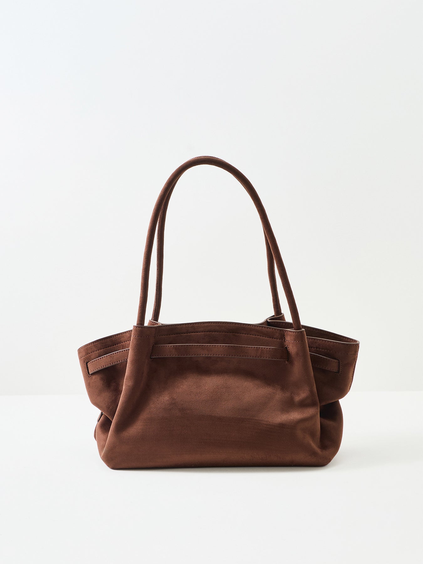 Hana Wide Faux Suede Tote Bag Dark Brown
