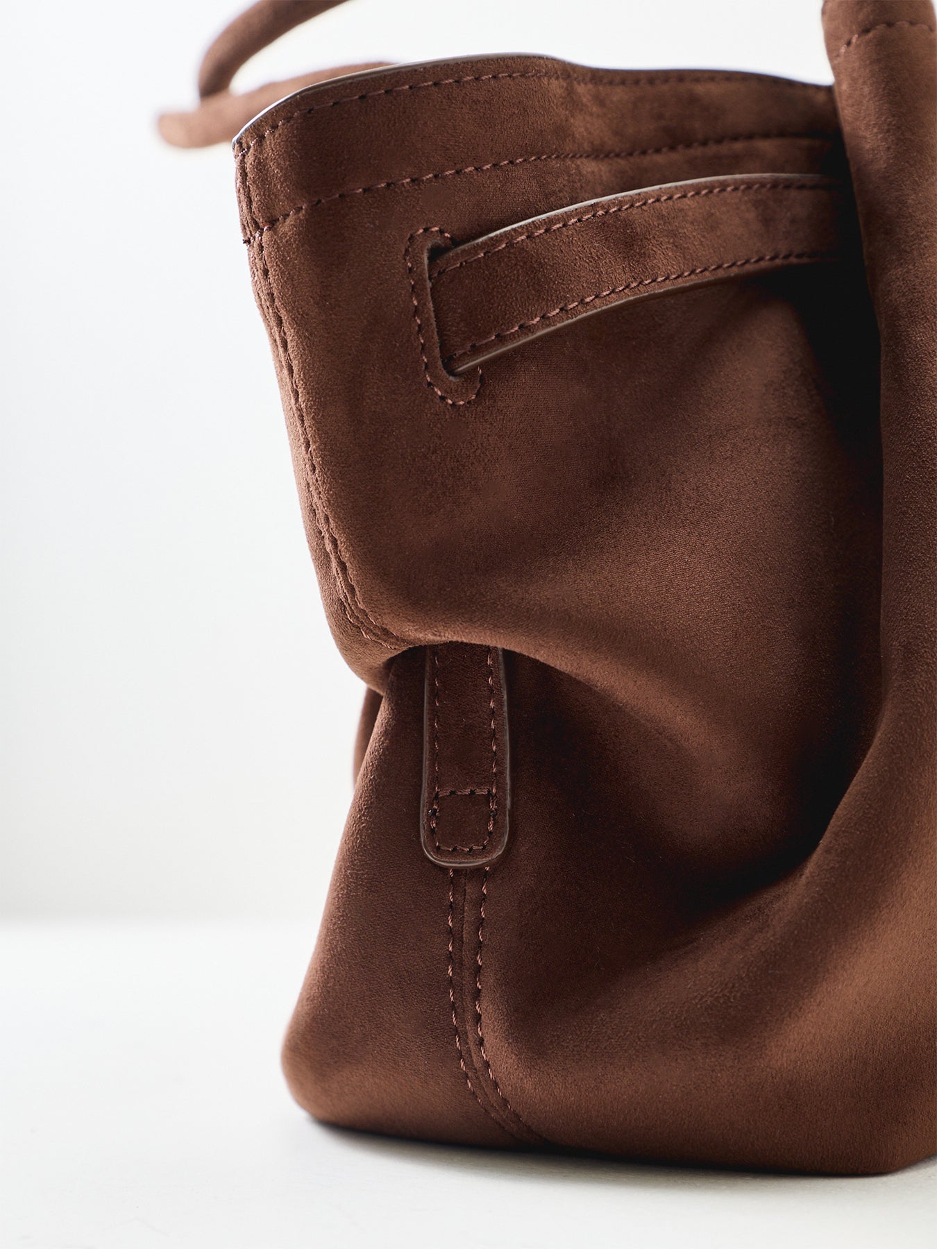 Hana Wide Faux Suede Tote Bag Dark Brown