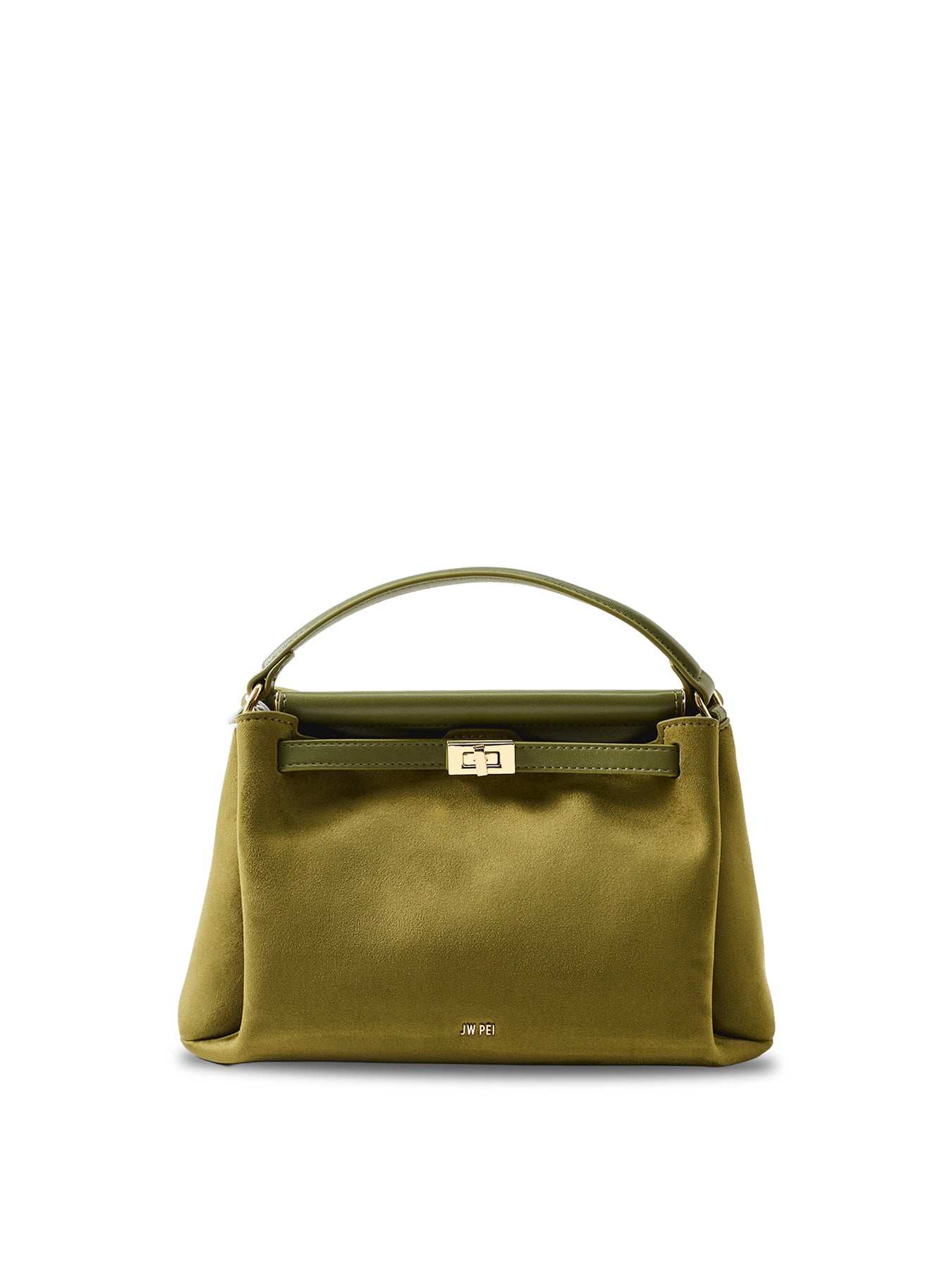 Carmen Faux Suede Top Handle Clutch Bag Green