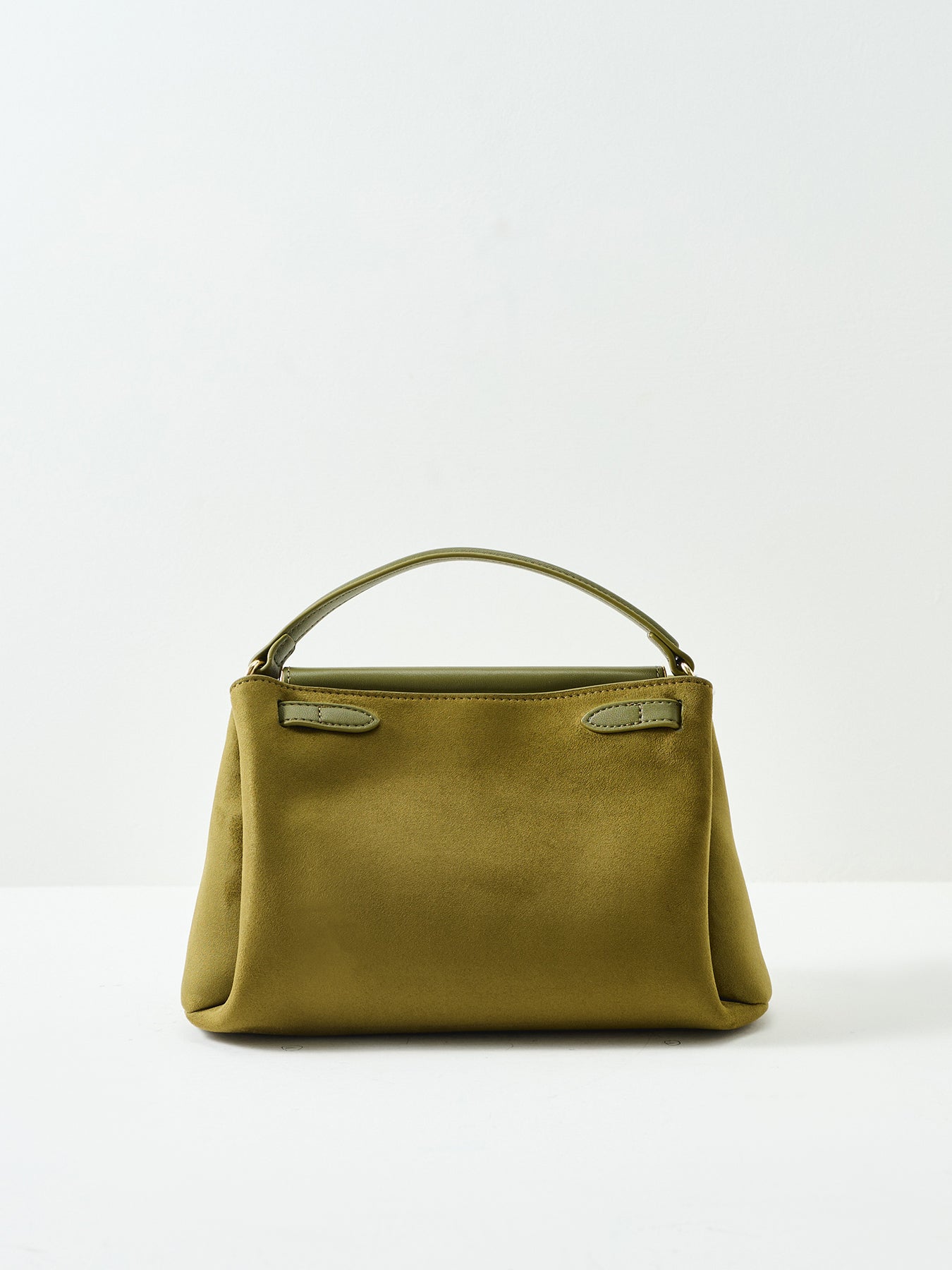 Carmen Faux Suede Top Handle Clutch Bag Green
