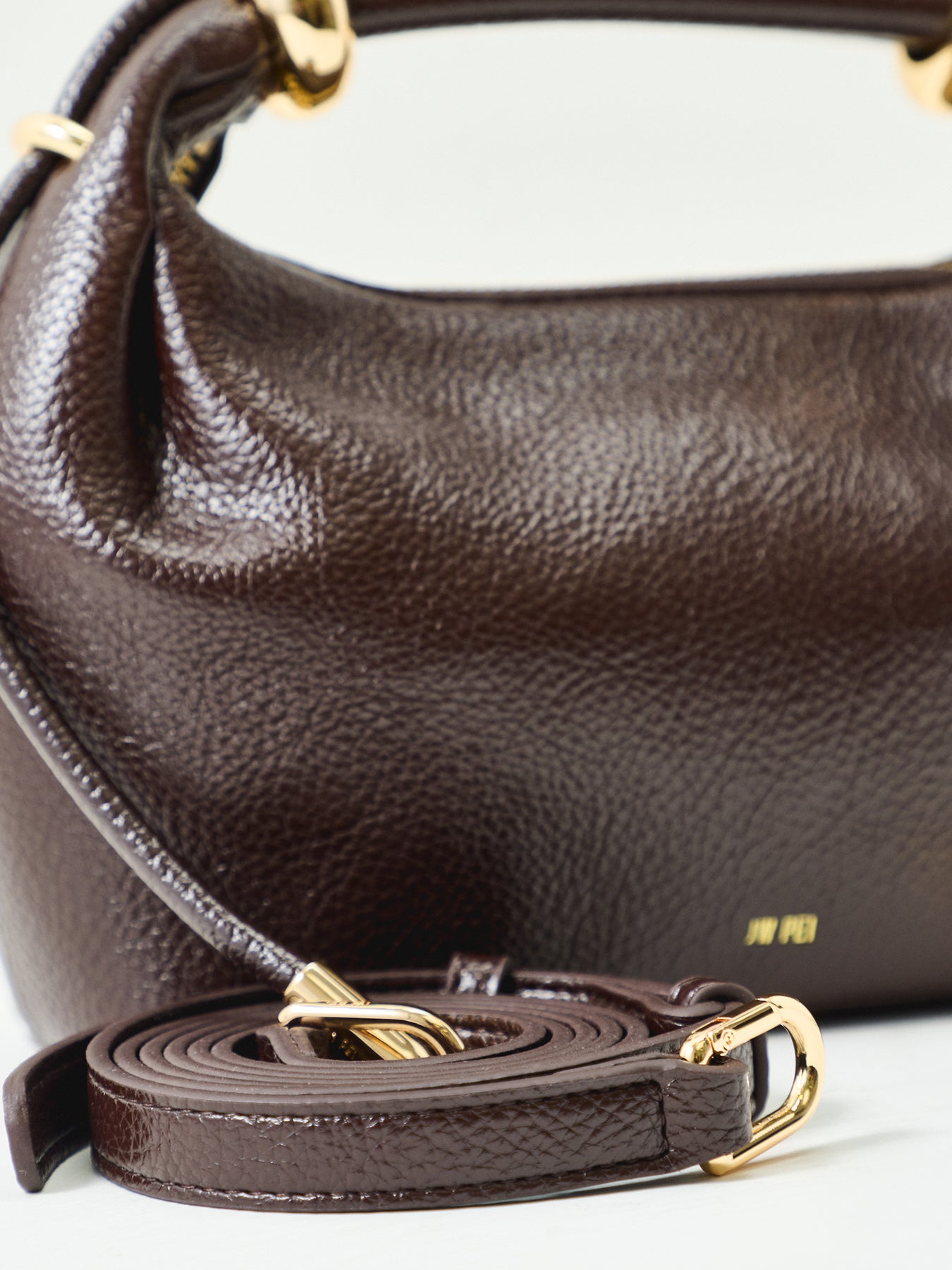 Ellie Top Handle Clutch Bag Brown