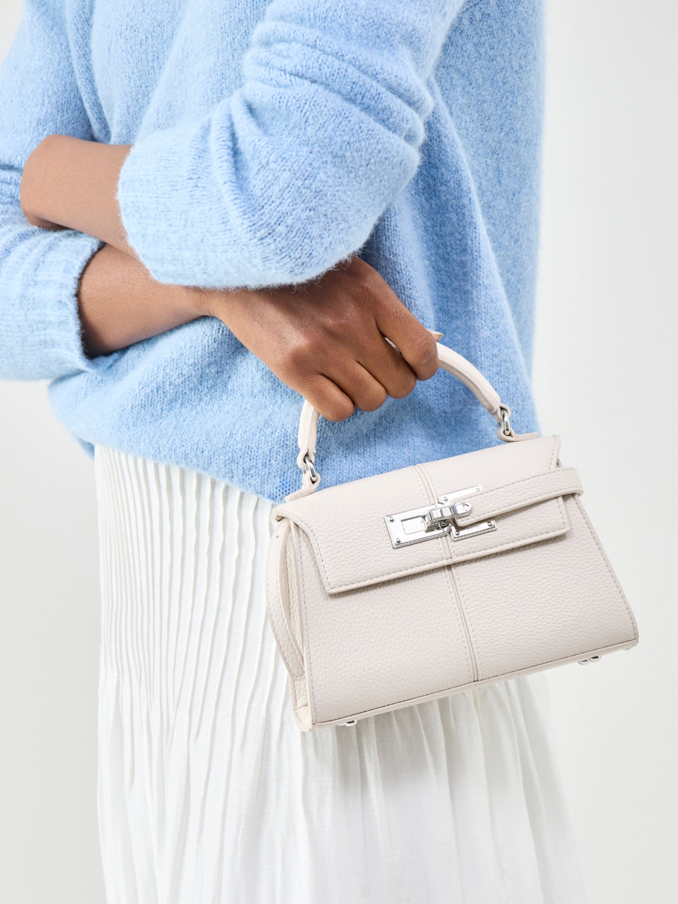 Elise Top Handle Clutch Bag White
