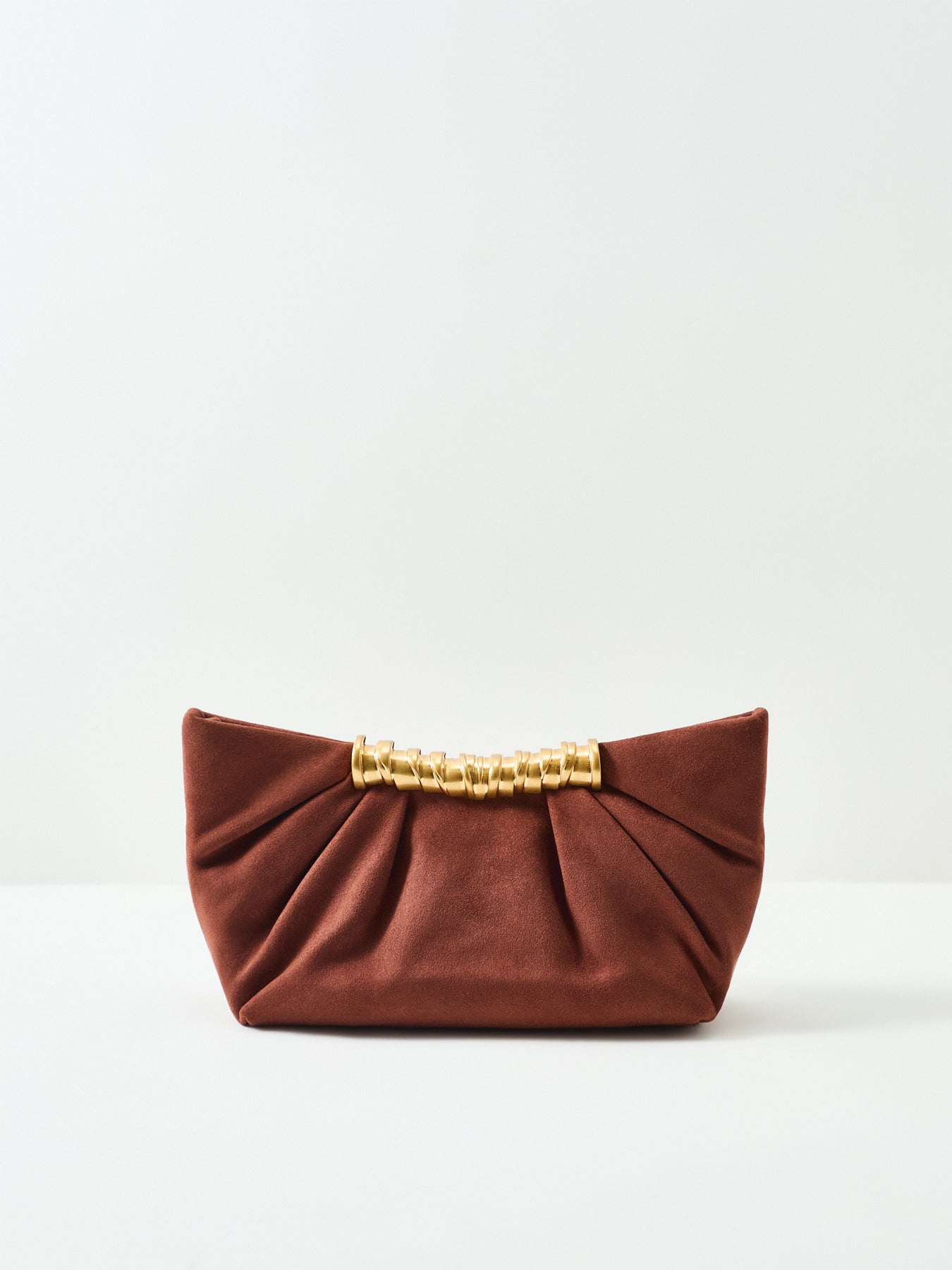 Leia Pleated Clutch Bag Brown