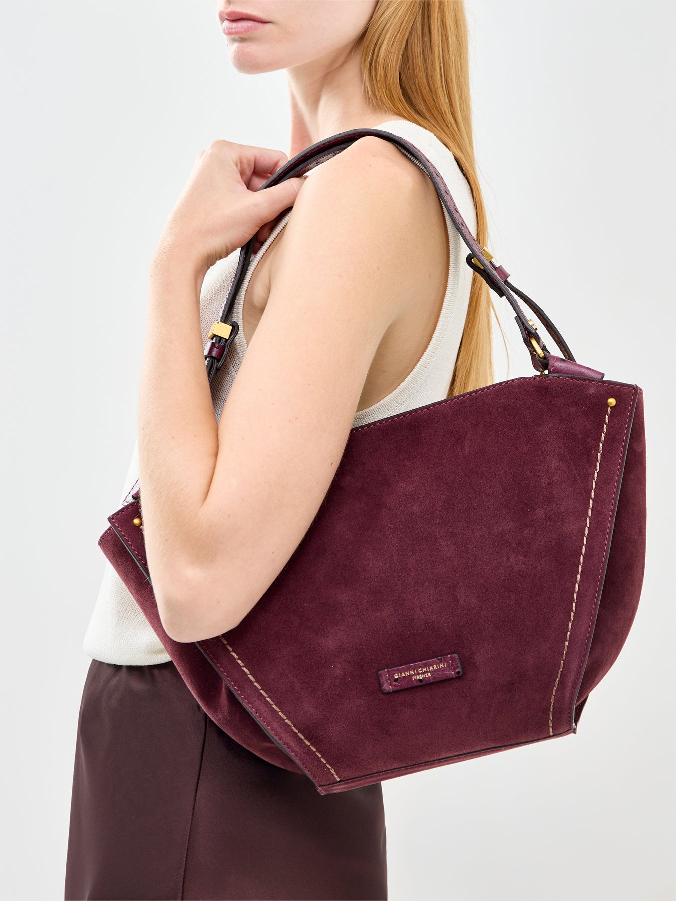 Bloom Suede Tote Bag Brown