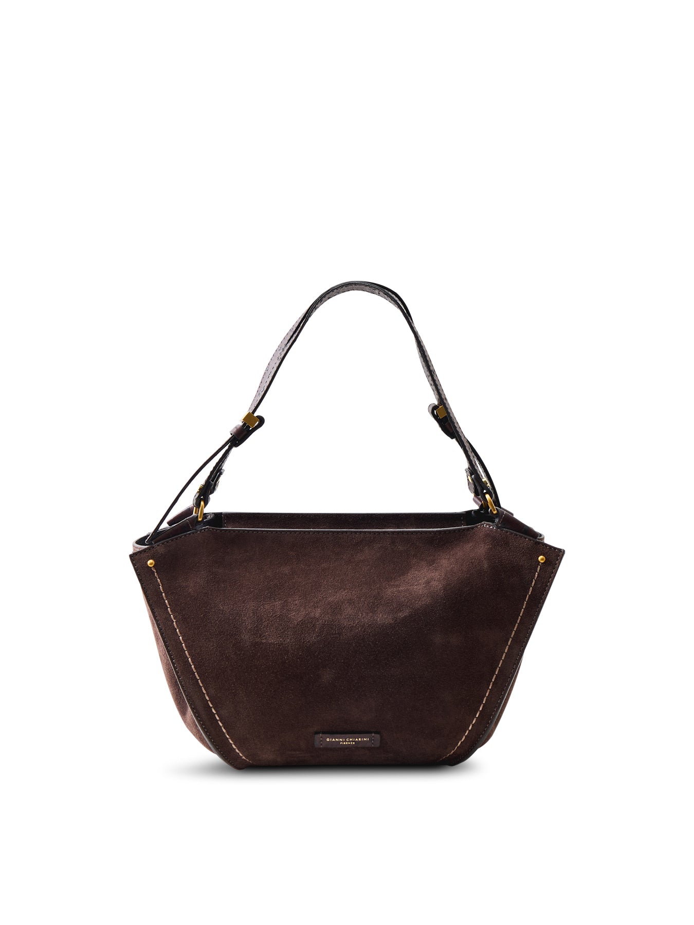 Bloom Suede Shoulder Tote Bag Brown