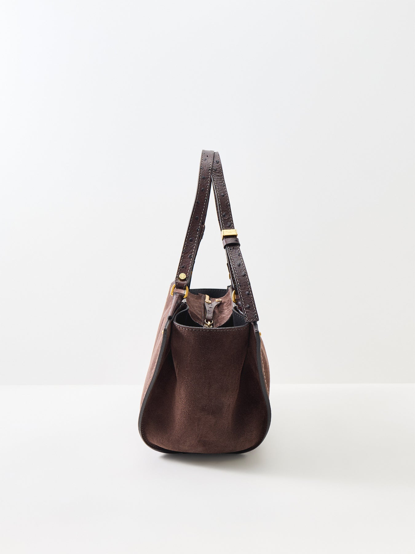 Bloom Suede Shoulder Tote Bag Brown