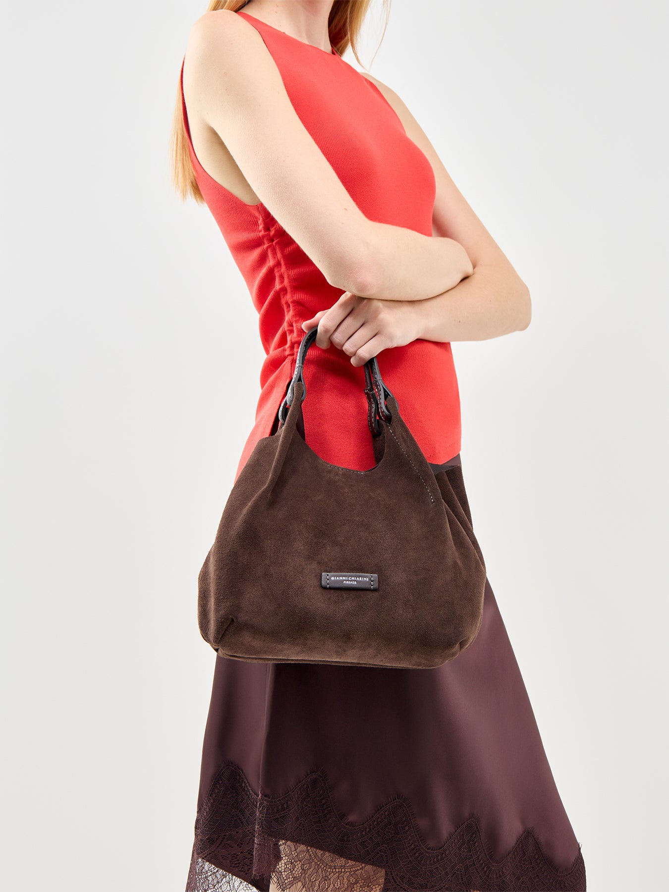 Dua M Suede Crossbody Bag Brown