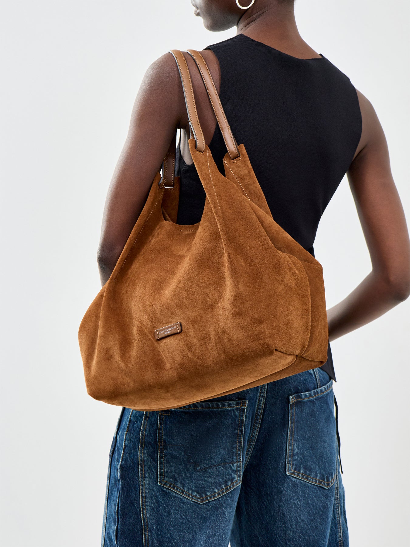 Dua Large Suede Tote Bag Cognac