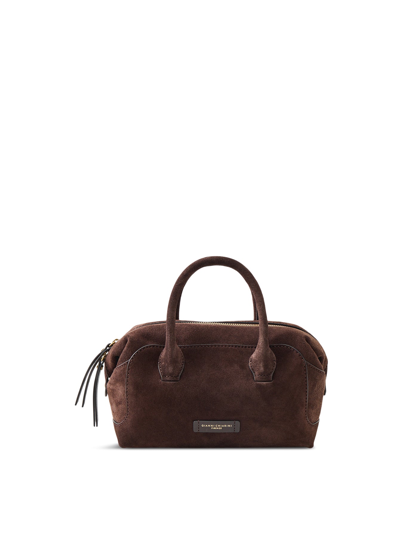 Gemma Small Suede Bowling Bag Brown