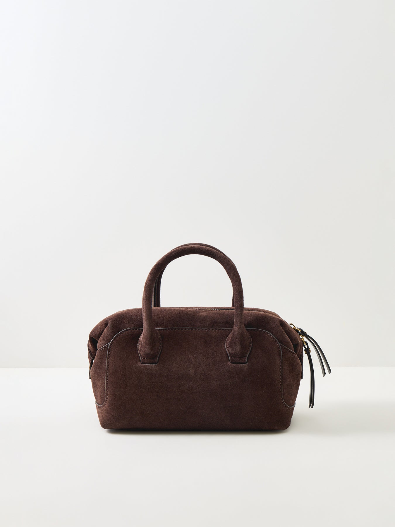 Gemma Small Suede Bowling Bag Brown