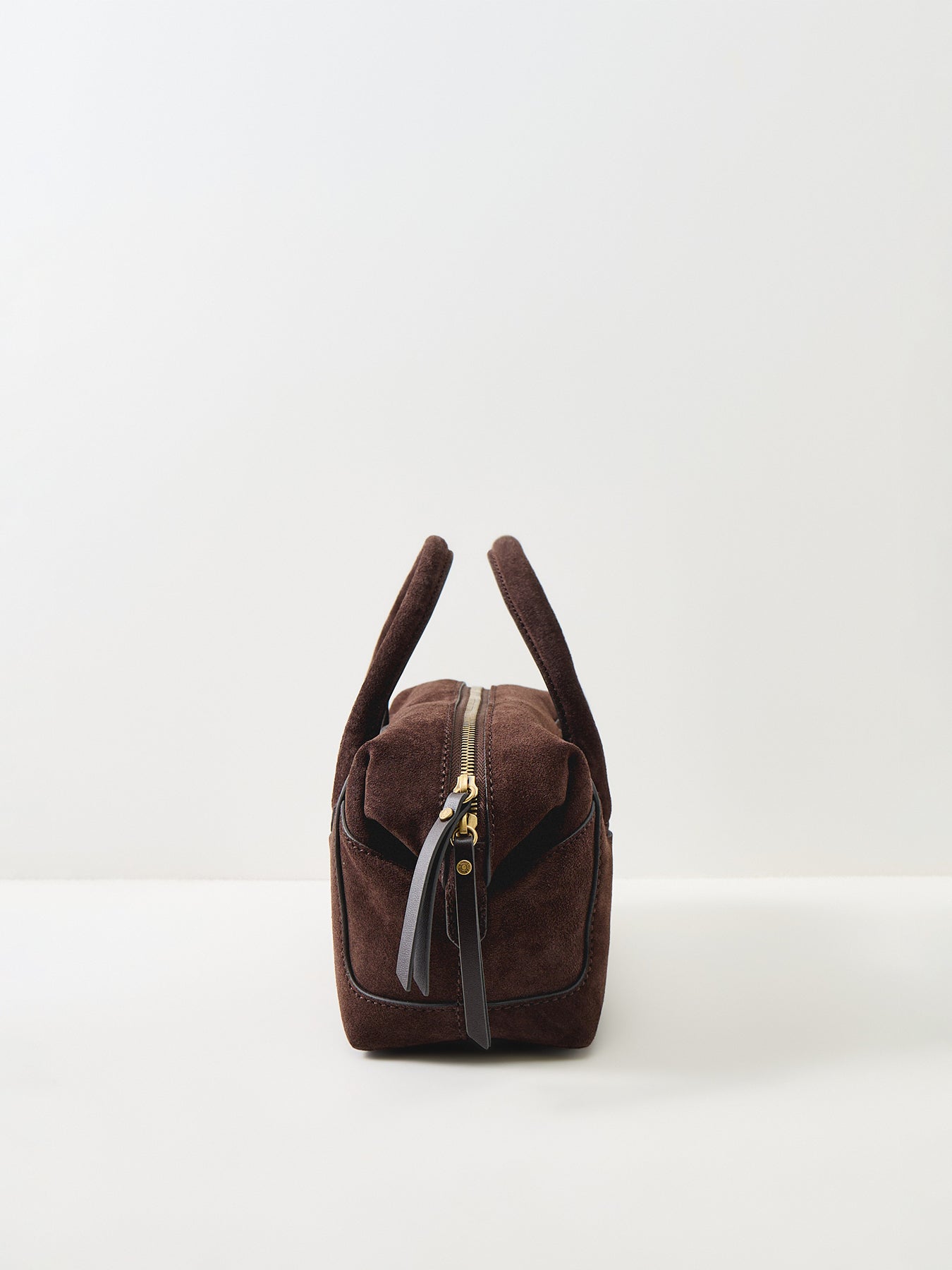 Gemma Small Suede Bowling Bag Brown