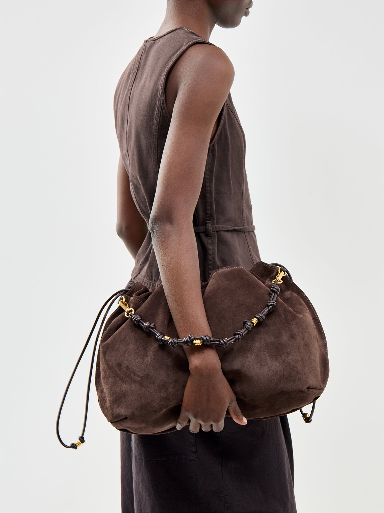 Morgana Suede Tote Bag Brown