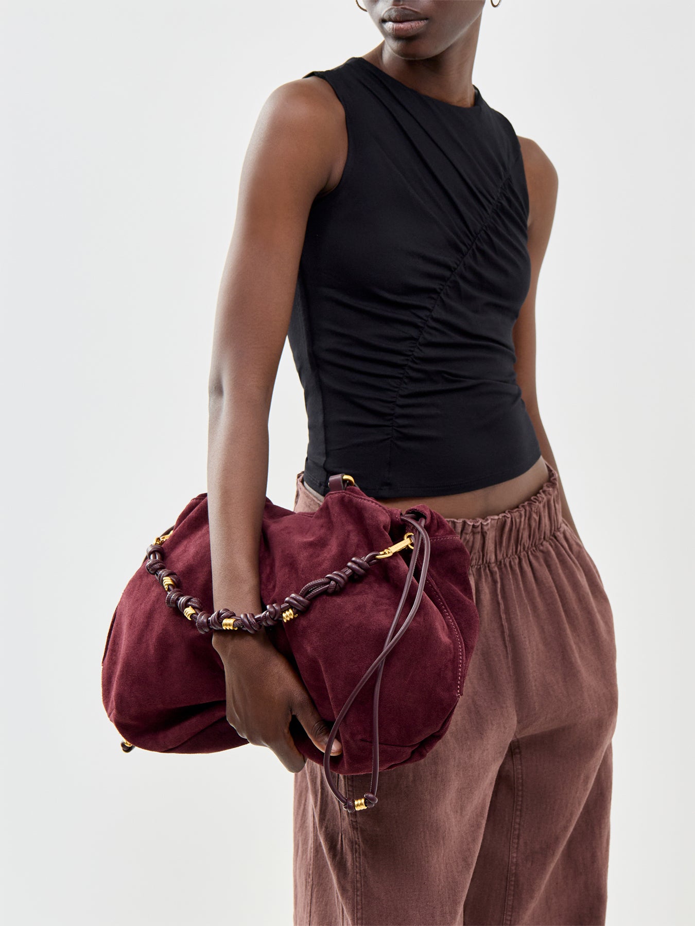 Morgana Large Suede Tote Bag Amarone