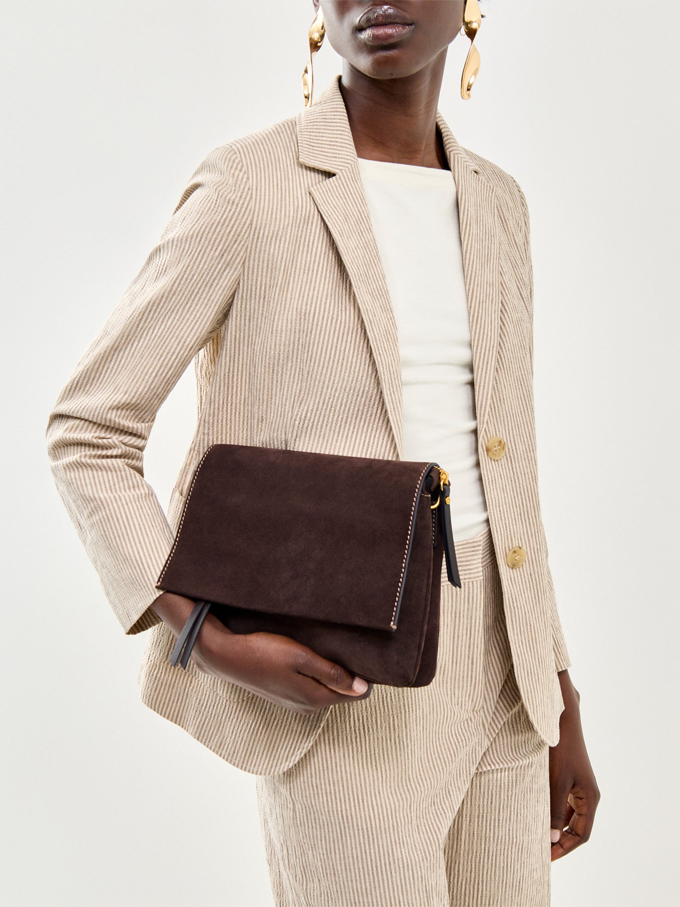 Three Suede Small Crossbody Bag Brown