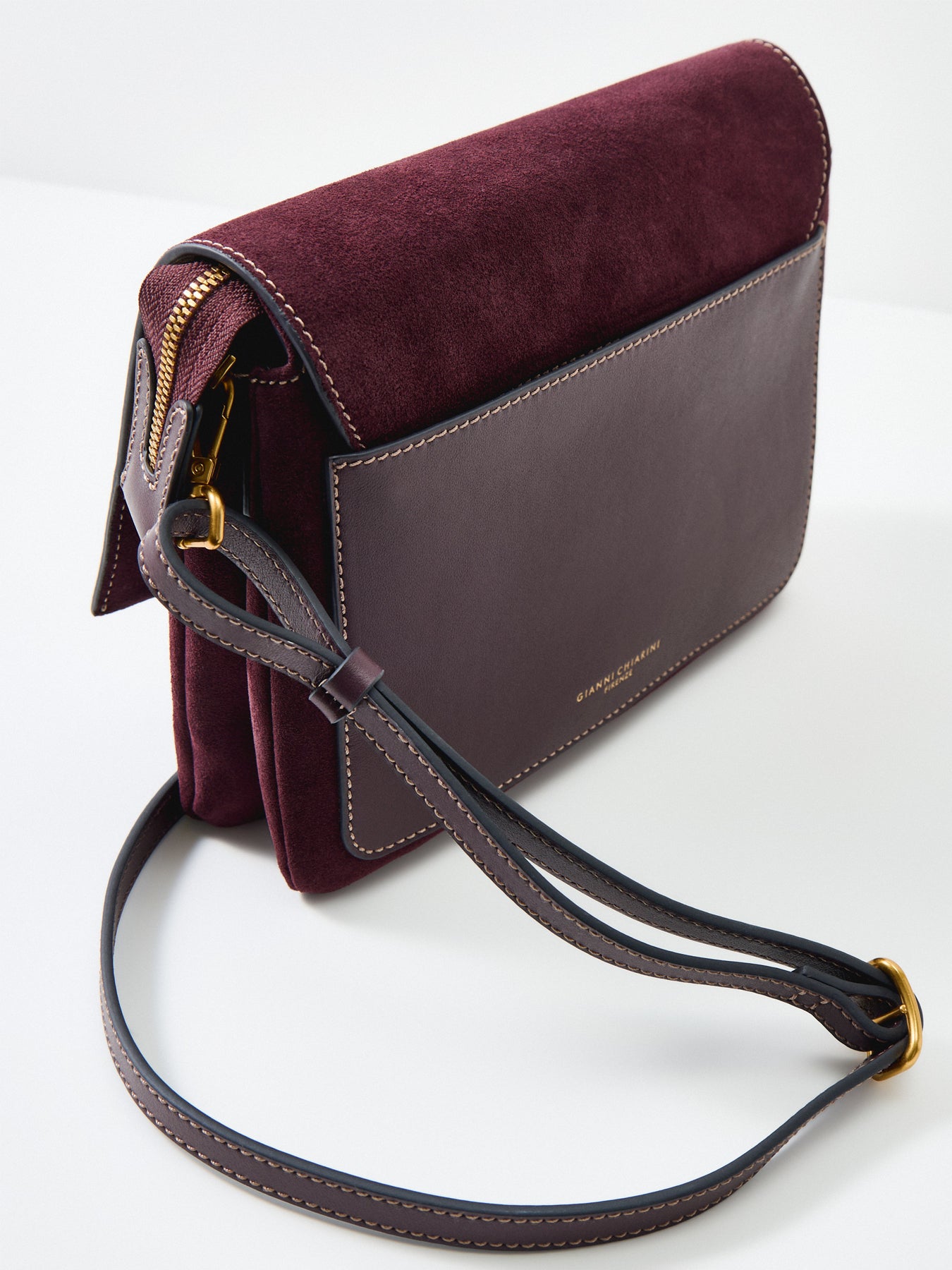 Three Suede Small Crossbody Bag Burgundy