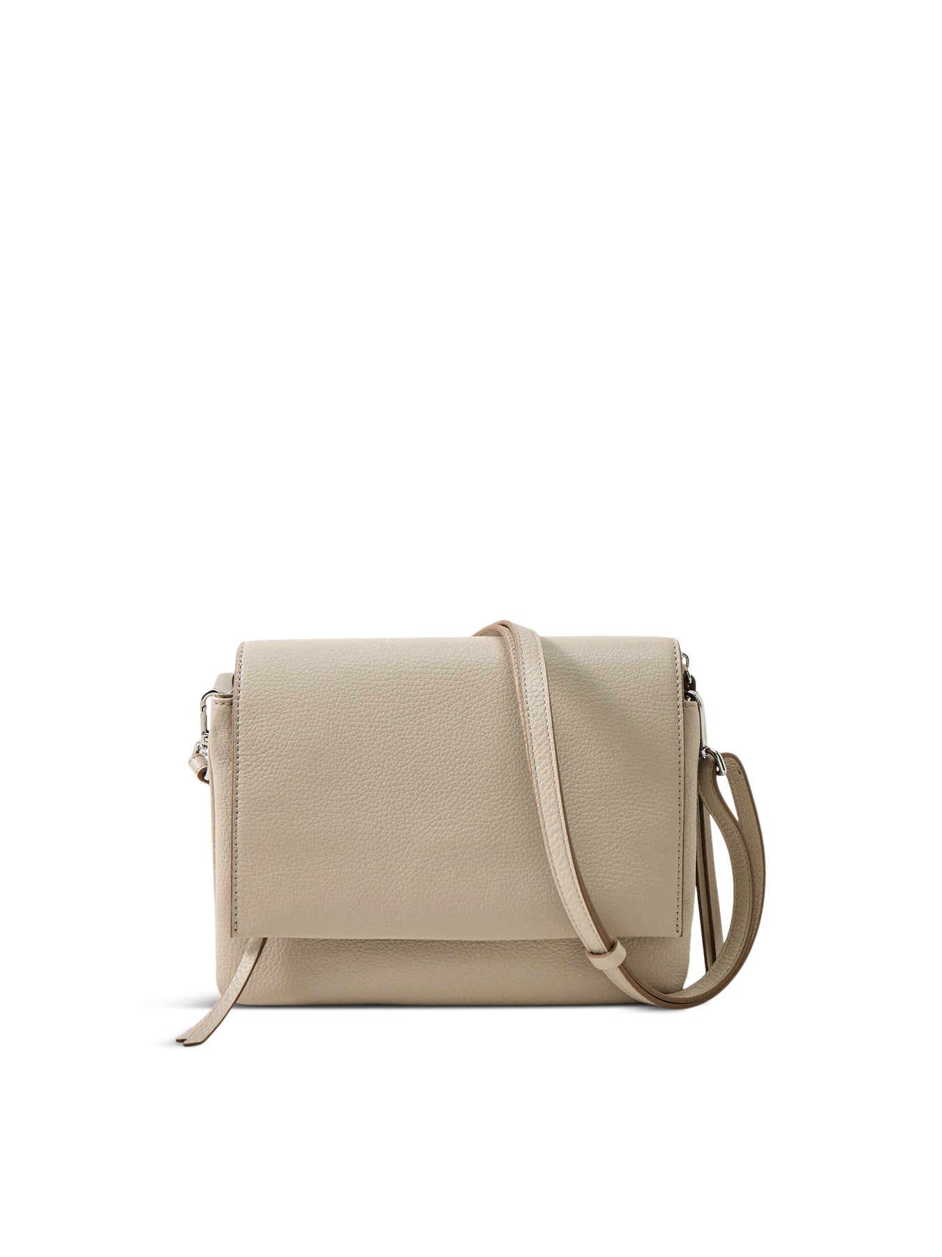 Three Leather Small Crossbody Lamb Cream