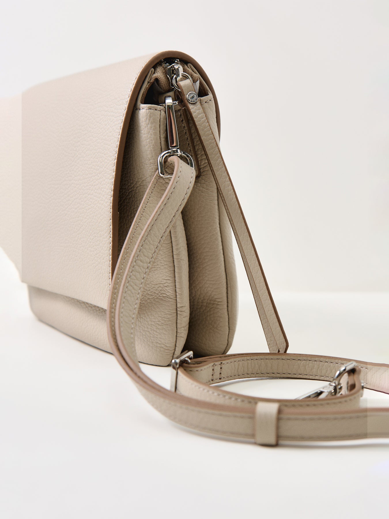 Three Leather Small Crossbody Lamb Cream