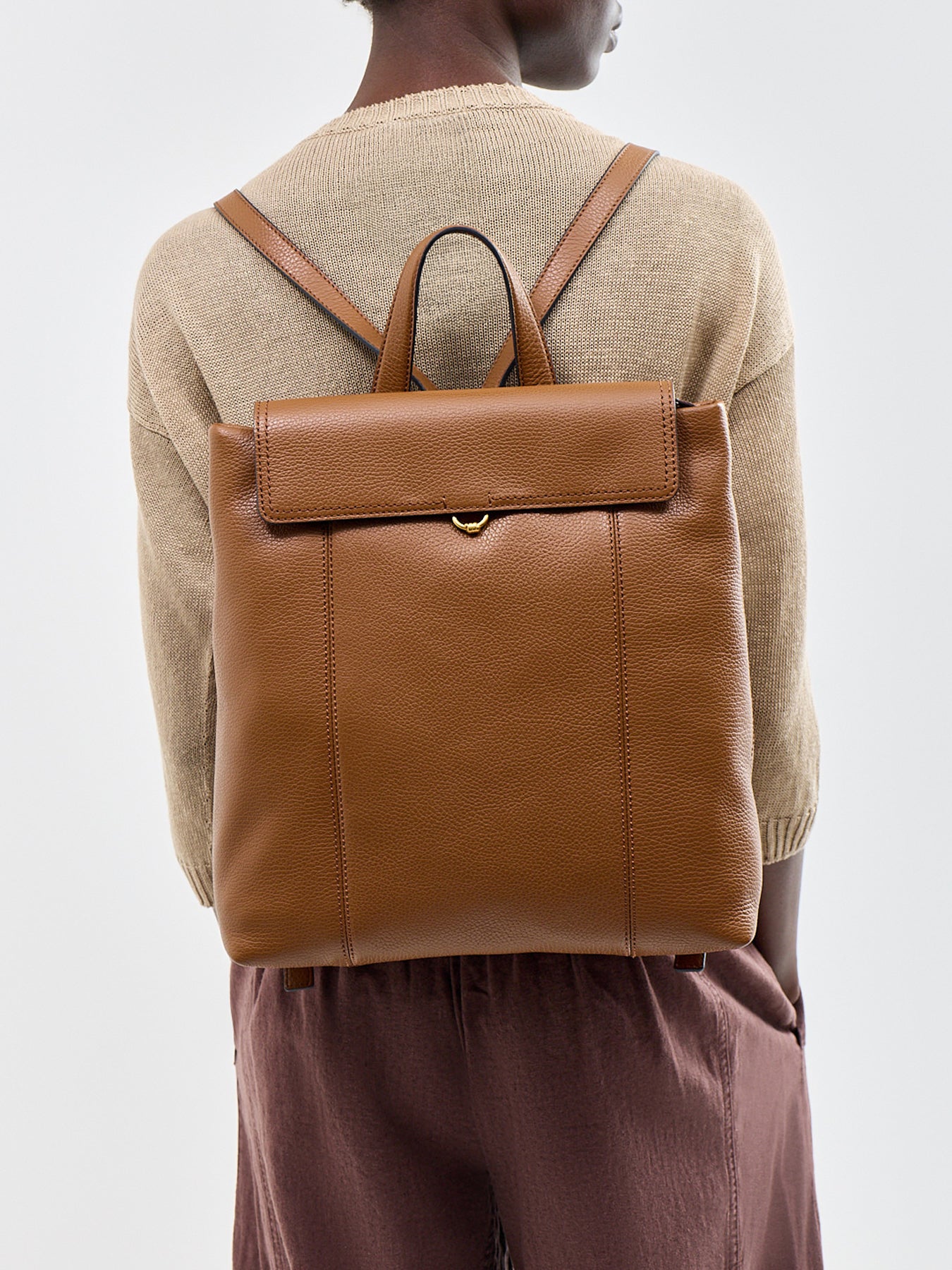 Vicky Leather Backpack Tan