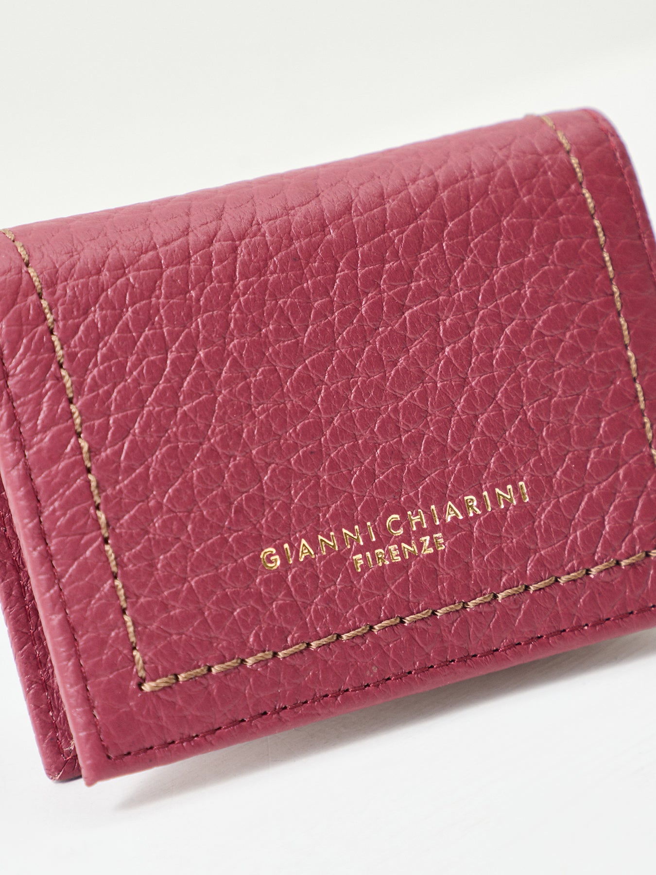 Bubble Leather Card Holder Burgundy