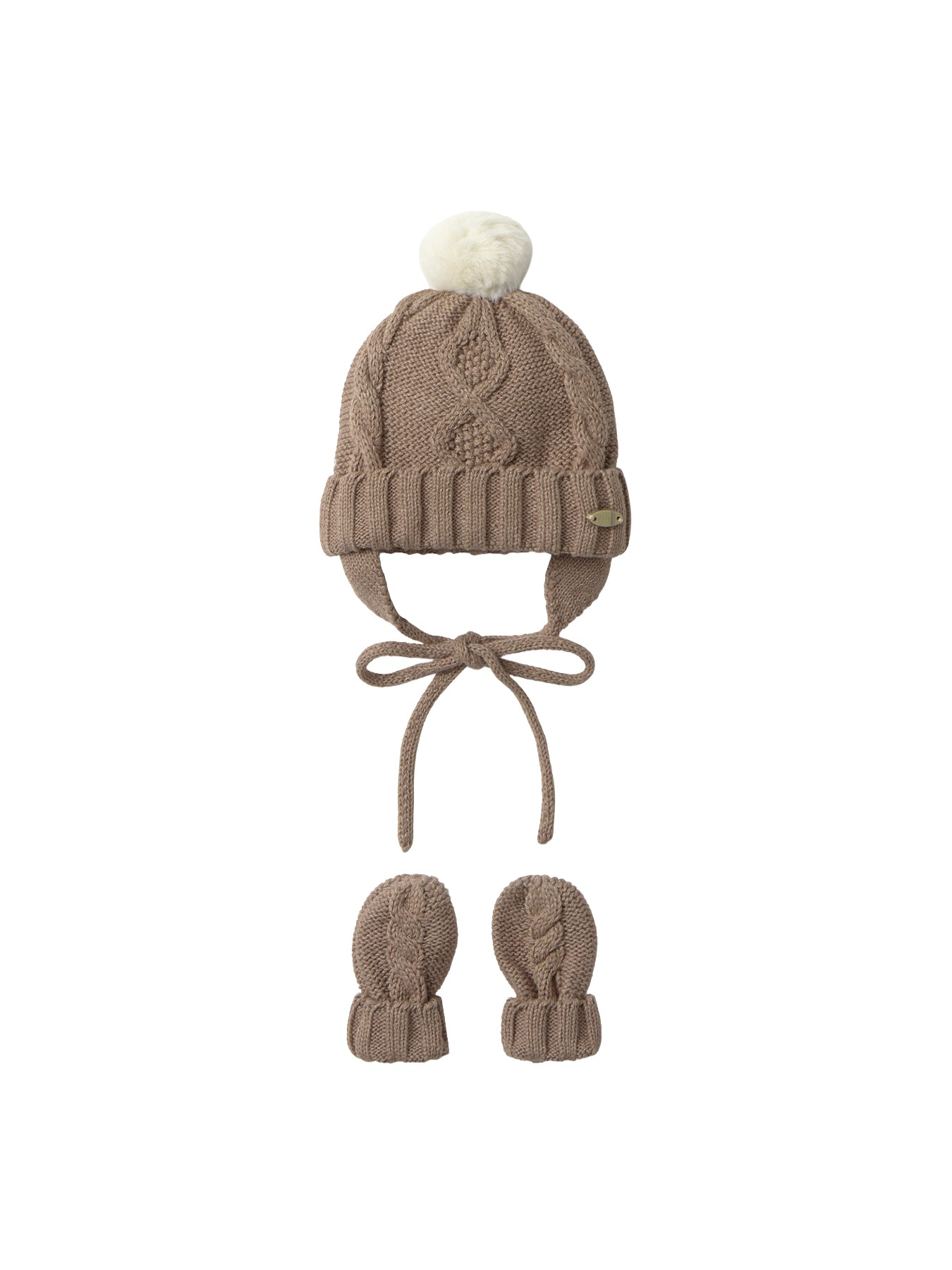 Baby Hat and Mittens Set Brown