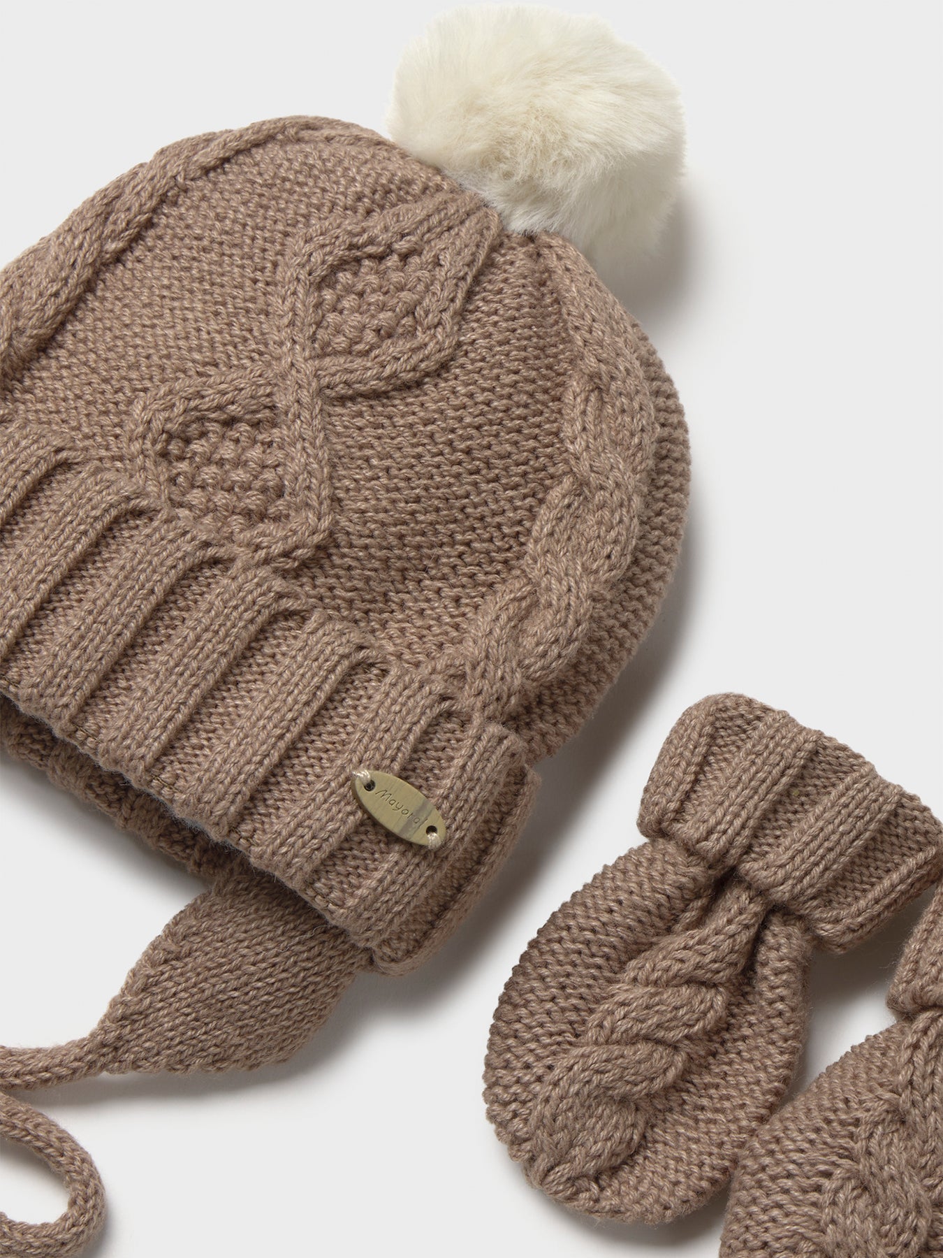 Baby Hat and Mittens Set Brown