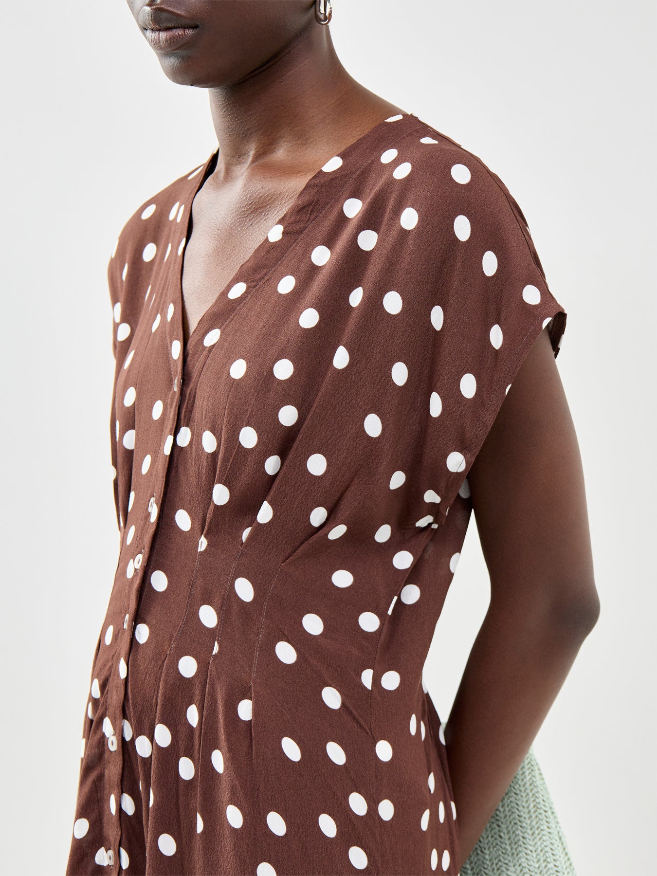 Elisa Pleated Midi Dress Brown