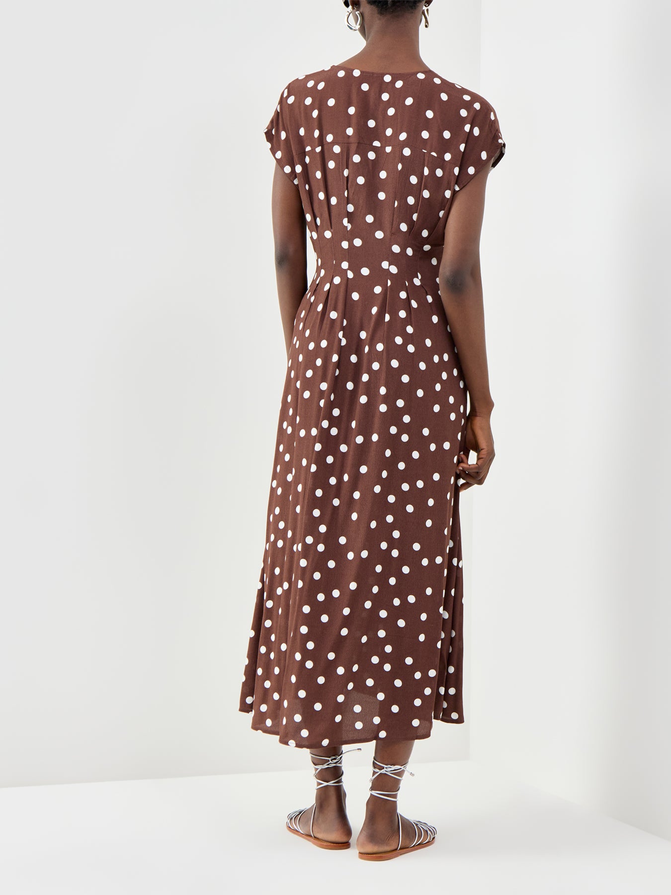Elisa Pleated Midi Dress Brown