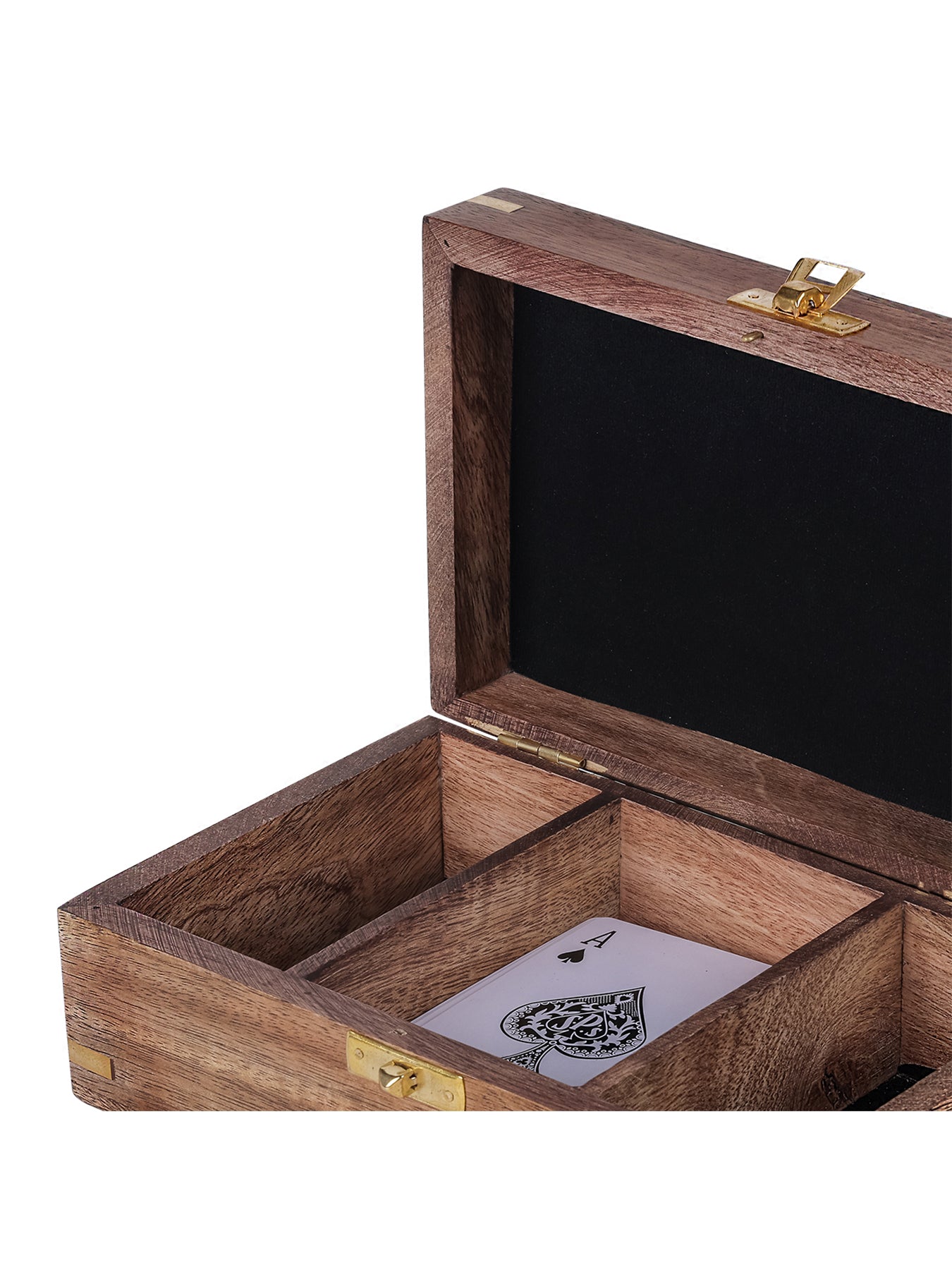 Pryce Mango Wood Poker Box With Cards Brown