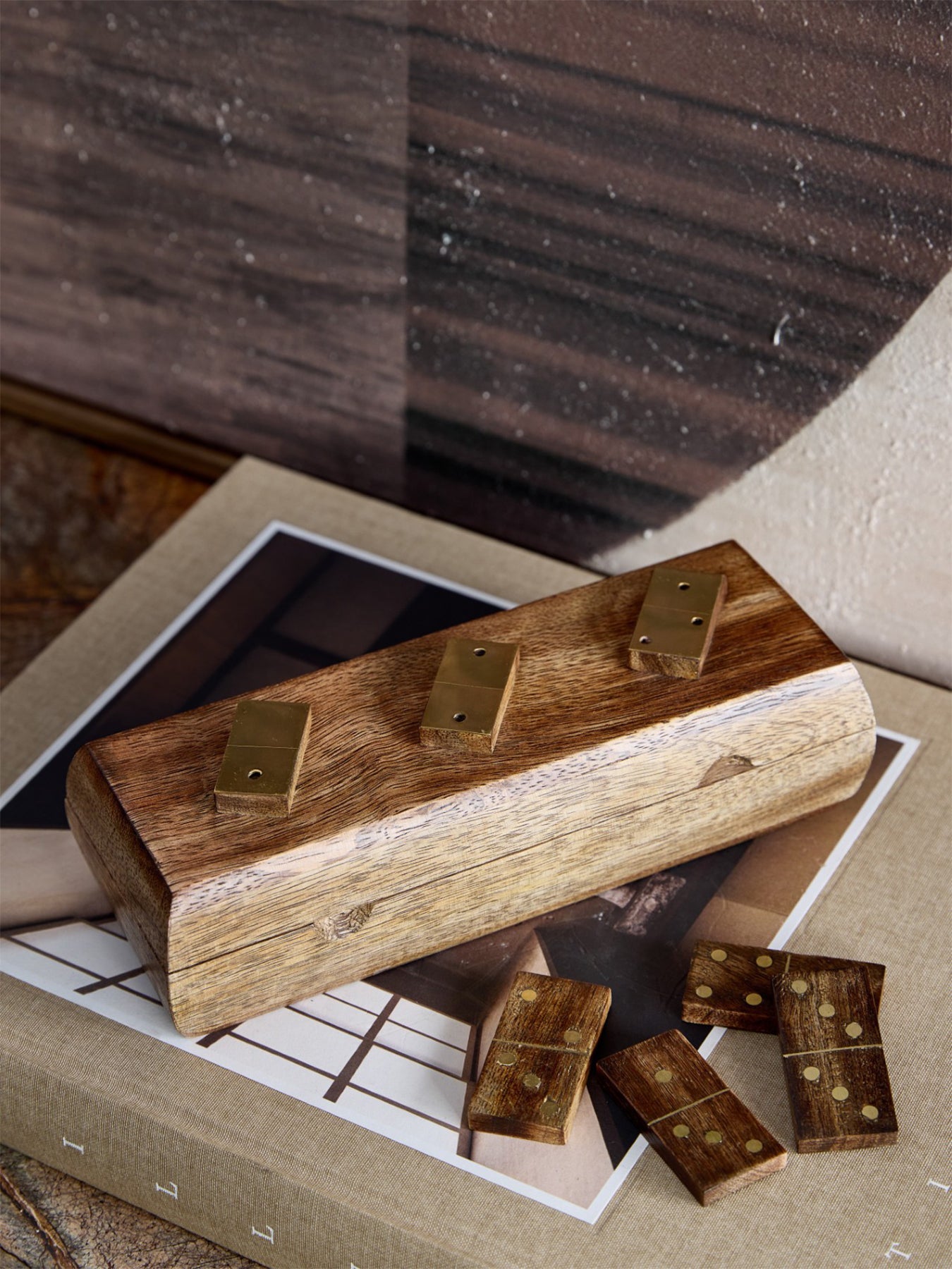Pryce Mango Wood Domino Game Brown