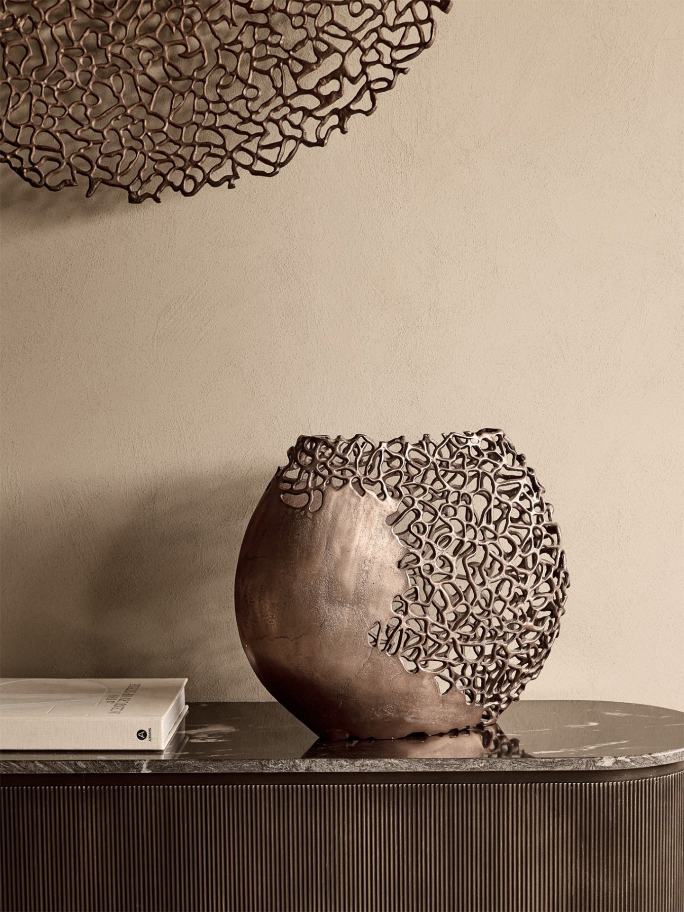 Apo Coral Raw Bronze Ellipse Vase Bronze