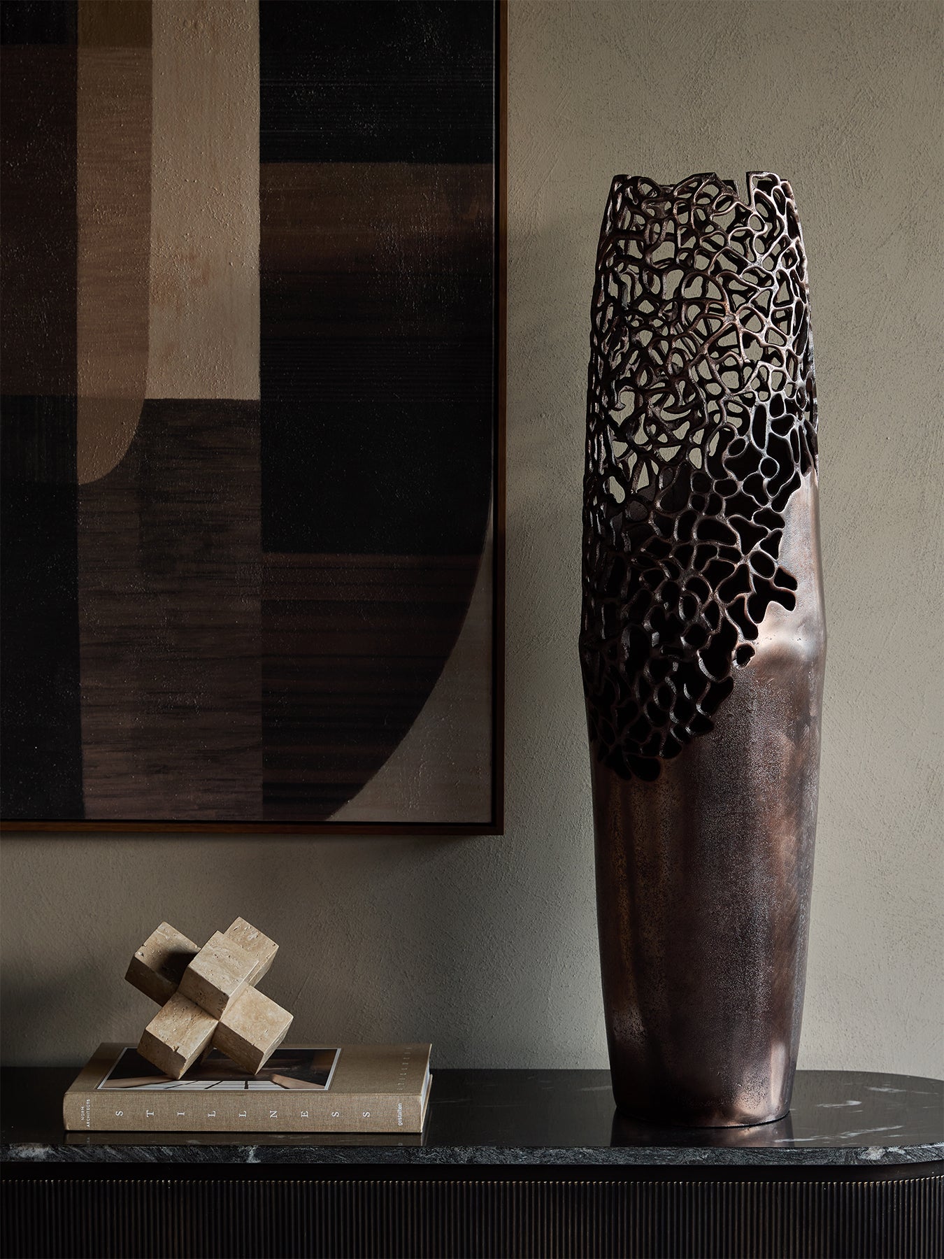 Apo Coral Raw Bronze Small Vase Bronze