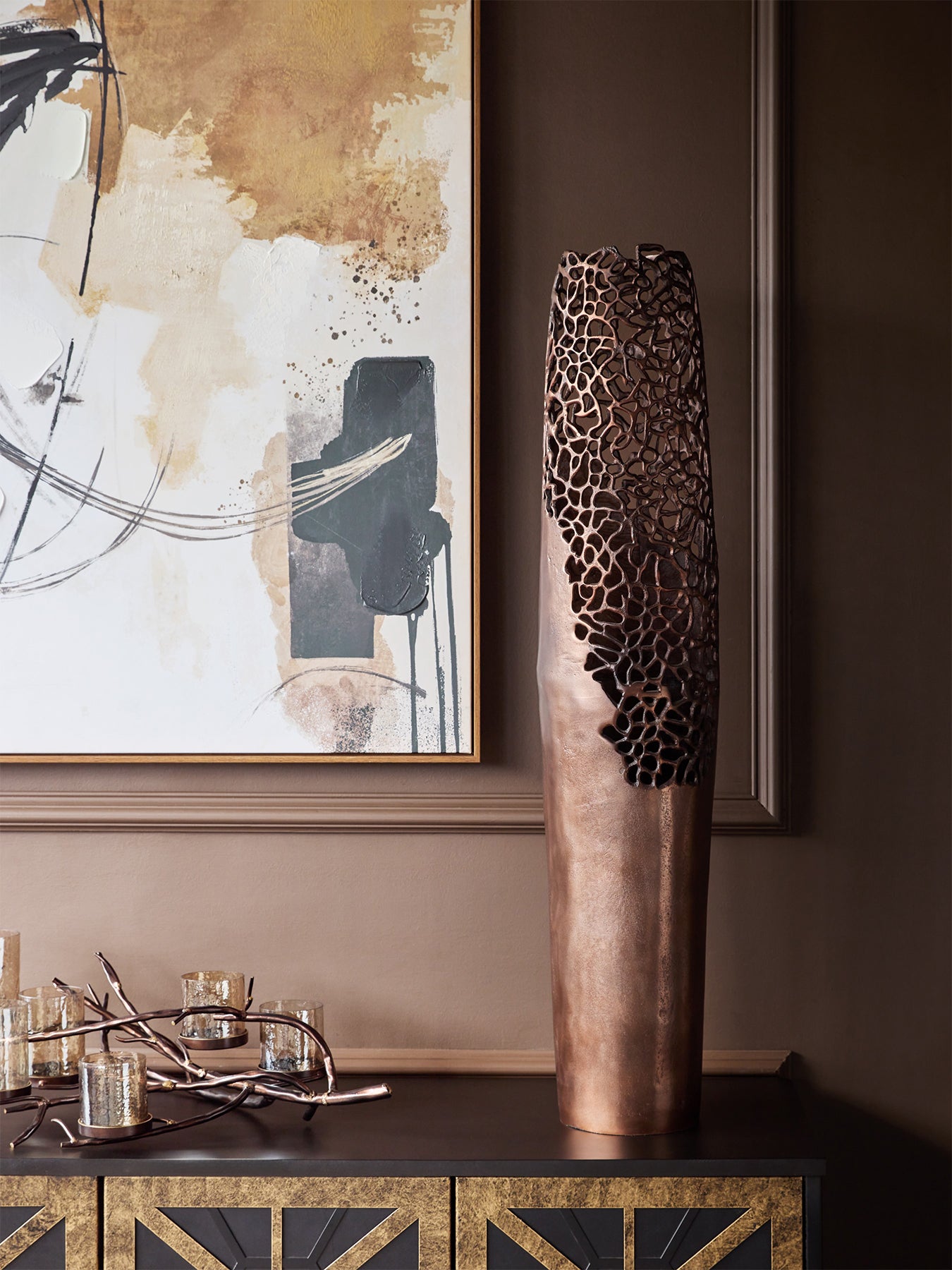 Apo Coral Raw Bronze Large Vase Bronze